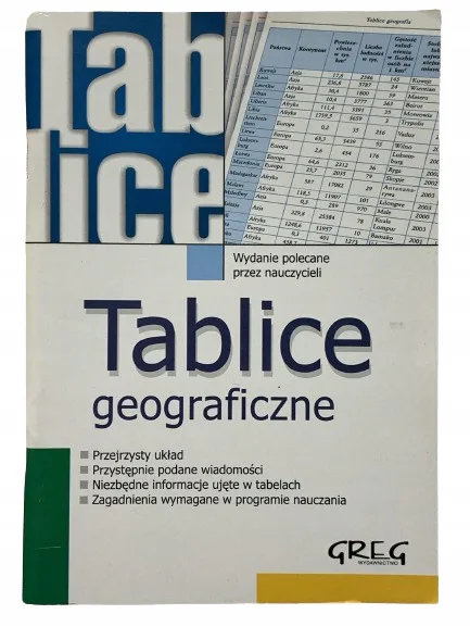 Okładka: TABLICE geograficzne GREG ściąga bryk geografia