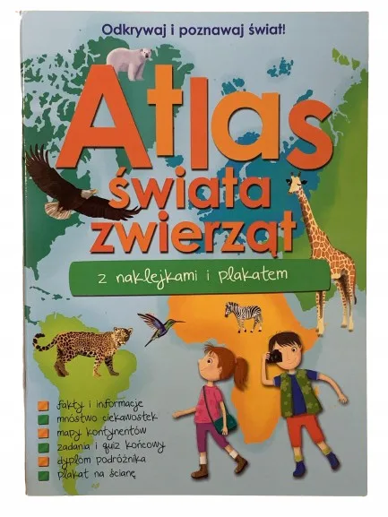 Okładka: książeczka z naklejkami ATLAS zwierząt świata A4