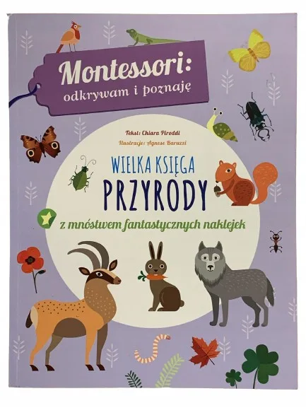 Okładka: MONTESSORI WIELKA KSIĘGA PRZYRODY z naklejkami