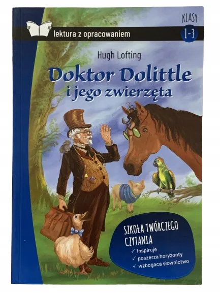 Okładka: Doktor Dolittle i jego zwierzęta Hugh Lofting lektura z opracowaniem