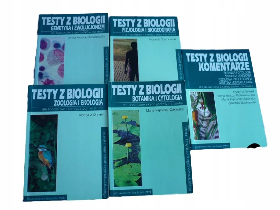 Okładka: TESTY Z BIOLOGII PWN GRYKIEL KOMPLET 5 TOMÓW