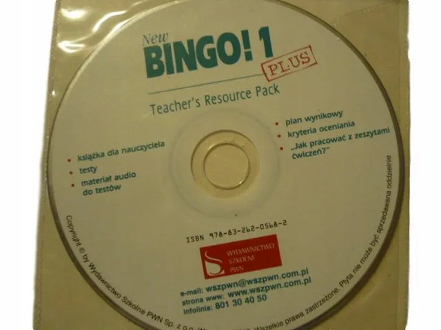 Okładka: NEW BINGO 1 PLUS SPRAWDZIANY testy CD język angielski PWN