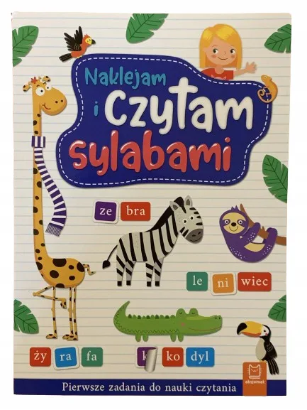 Okładka: Nauka czytania sylabami elementarz zerówka klasa 1 ćwiczenia z naklejkami