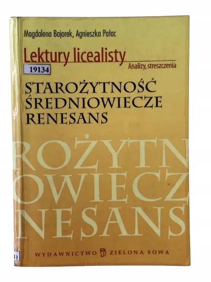 Okładka: OPRACOWANIA LEKTUR starożytność renesans ściąga LO