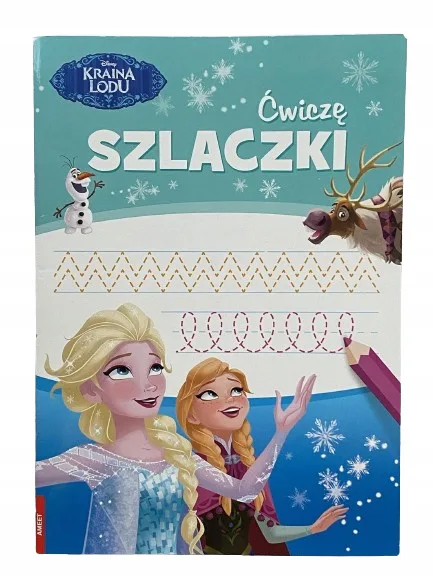 Okładka: Rysowanie po śladzie szlaczki nauka pisania kaligrafia DISNEY KRAINA LODU