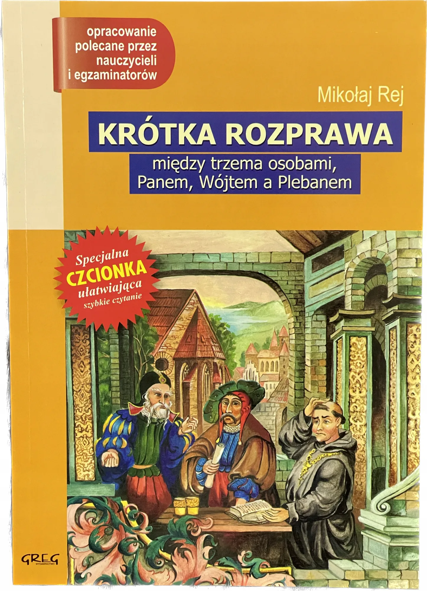 Okładka: Krótka rozprawa Rej lektura z opracowaniem GREG
