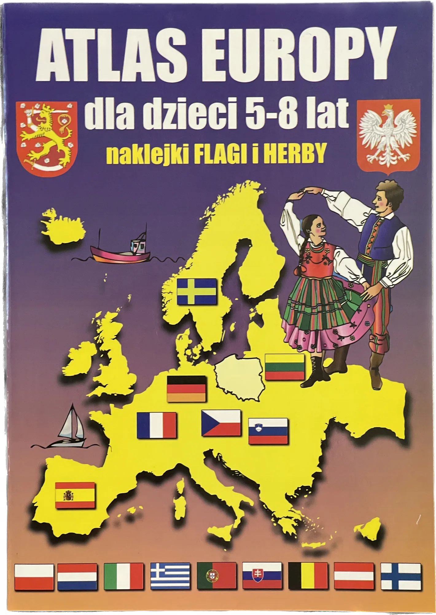 Okładka: ATLAS Europy z naklejkami dla dzieci FORMAT A4