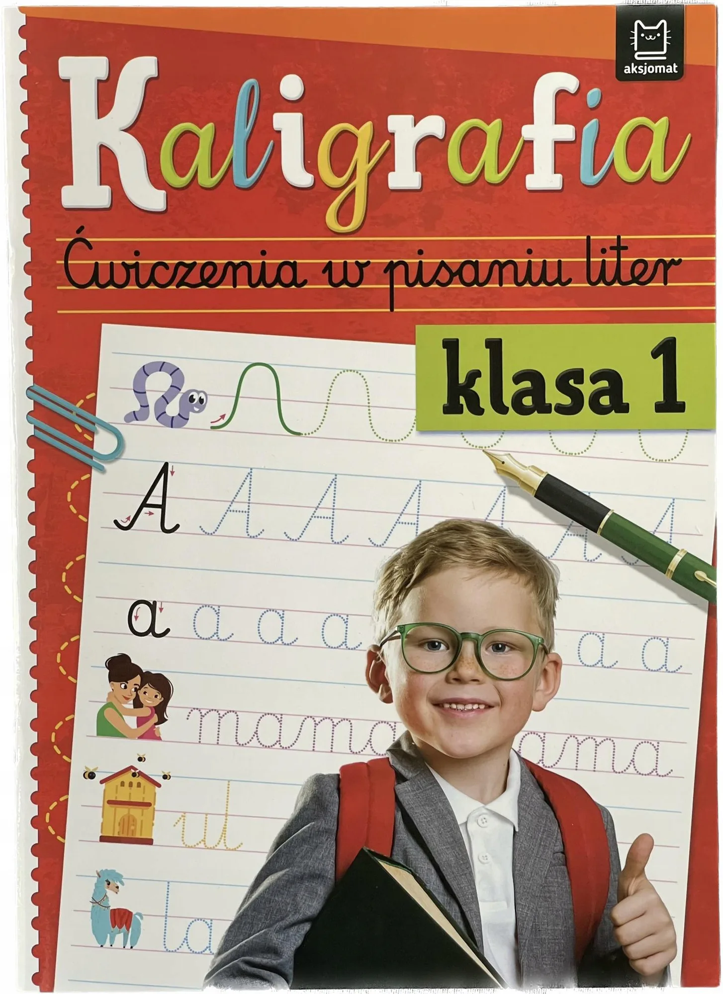 Okładka: Ćwiczenia w pisaniu po śladzie nauka kaligrafii pisania literki 6 7 lat A4