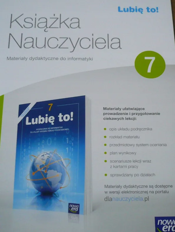 Okładka: Lubię to klasa 7 sprawdziany ksiązka nauczyciela testy informatyka