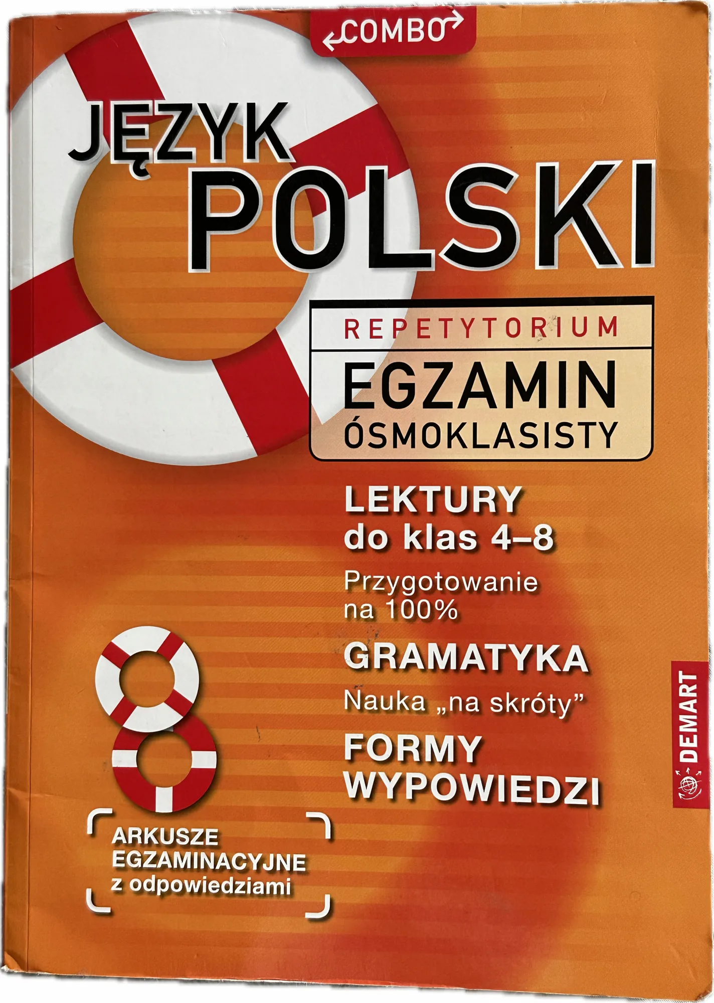 Okładka: REPETYTORIUM EGZAMIN ÓSMOKLASISTY POLSKI ŚCIĄGA LEKTURY 4 - 8 opracowania