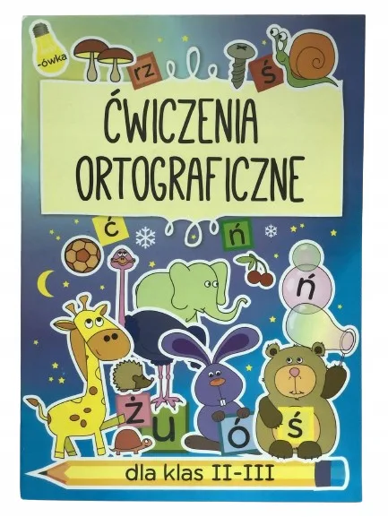 Okładka: Ortografia klasa 2 3 ćwiczenia ortograficzne karty pracy A4