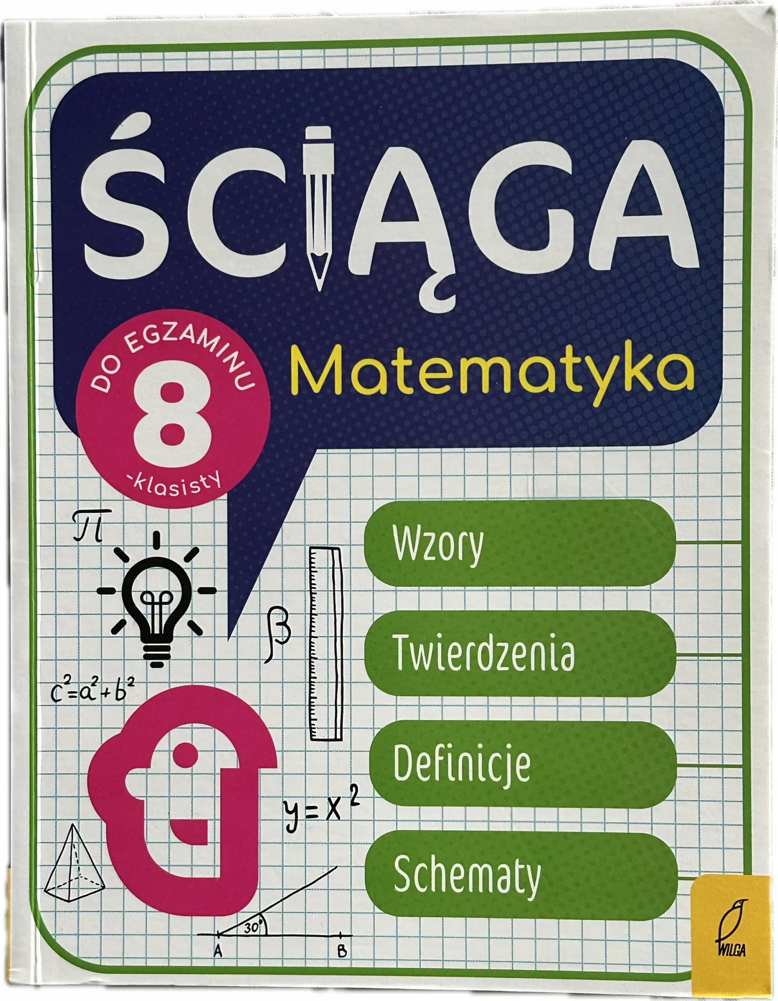 Okładka: Matematyka egzamin 8-klasisty ściąga wzory matematyczne twierdzenia definic