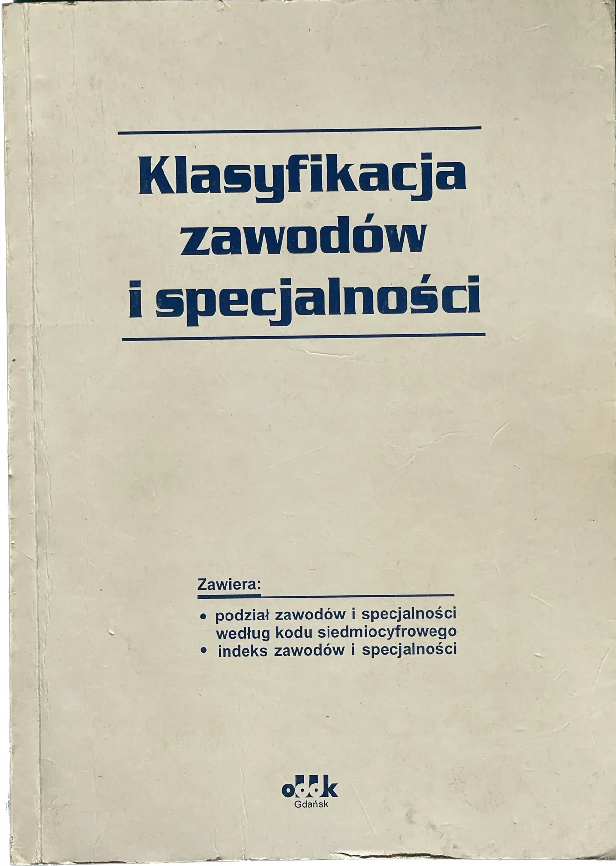 Okładka: Klasyfikacja zawodów i specjalności