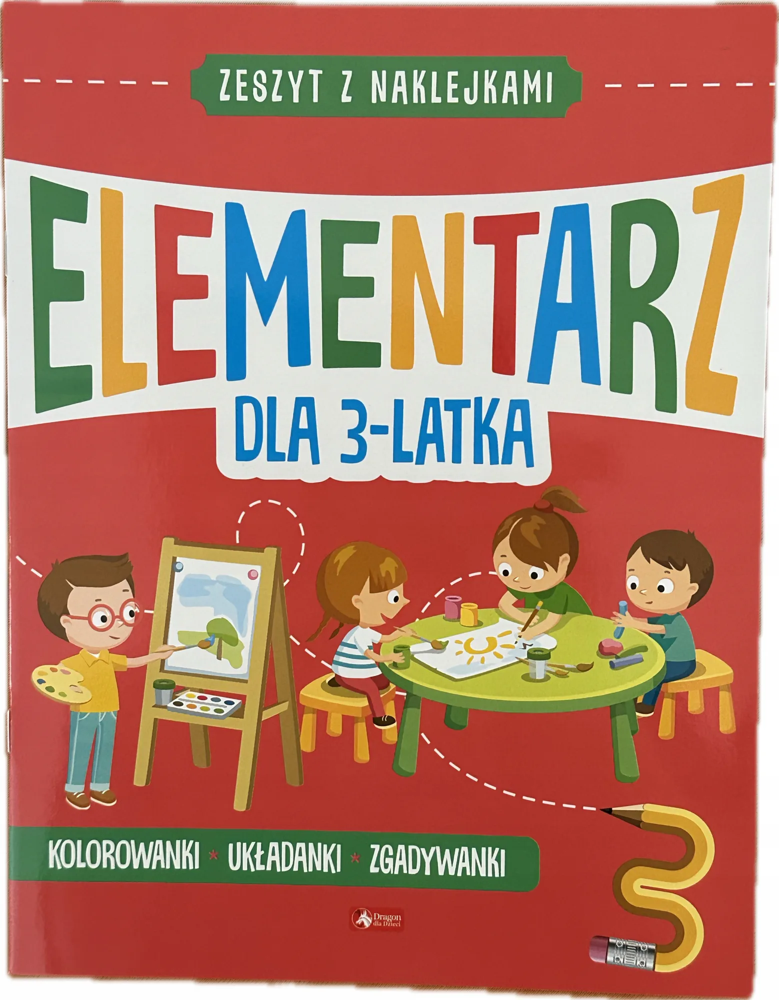 Okładka: Elementarz 3 latka trzylatka zadania karty pracy dla przedszkolaka naklejki