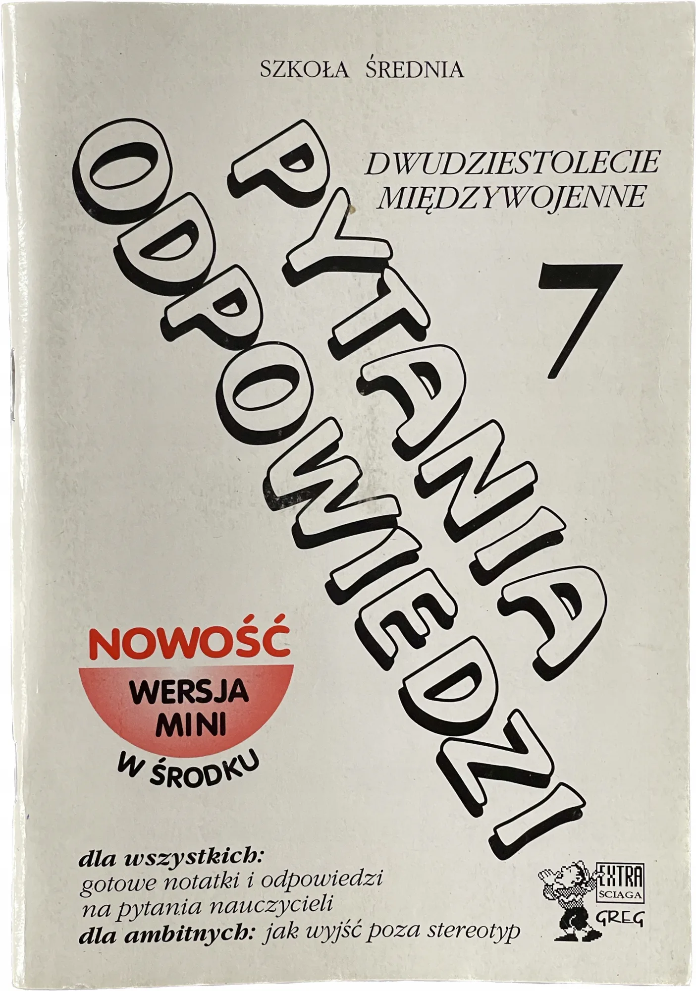 Okładka: XX-LECIE międzywojenne Pytania i odpowiedzi ściąga matura liceum