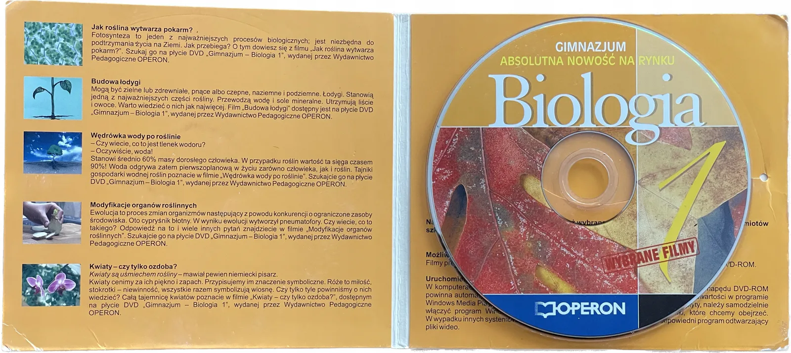 Okładka: Biologia GIMNAZJUM OPERON filmy edukacyjne