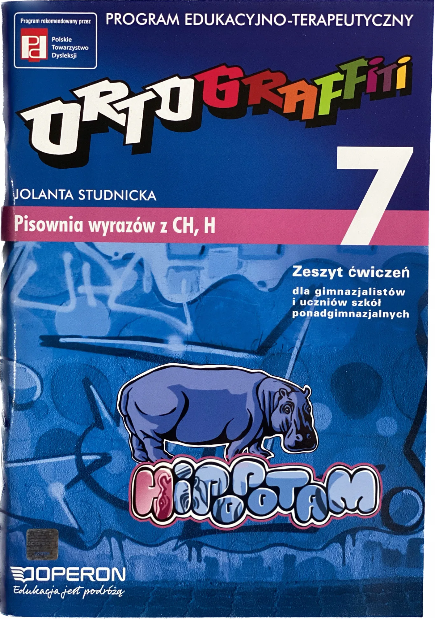 Okładka: ORTOGRAFFITI 7 zeszyt ćwiczeń pisownia wyrazów z H CH OPERON