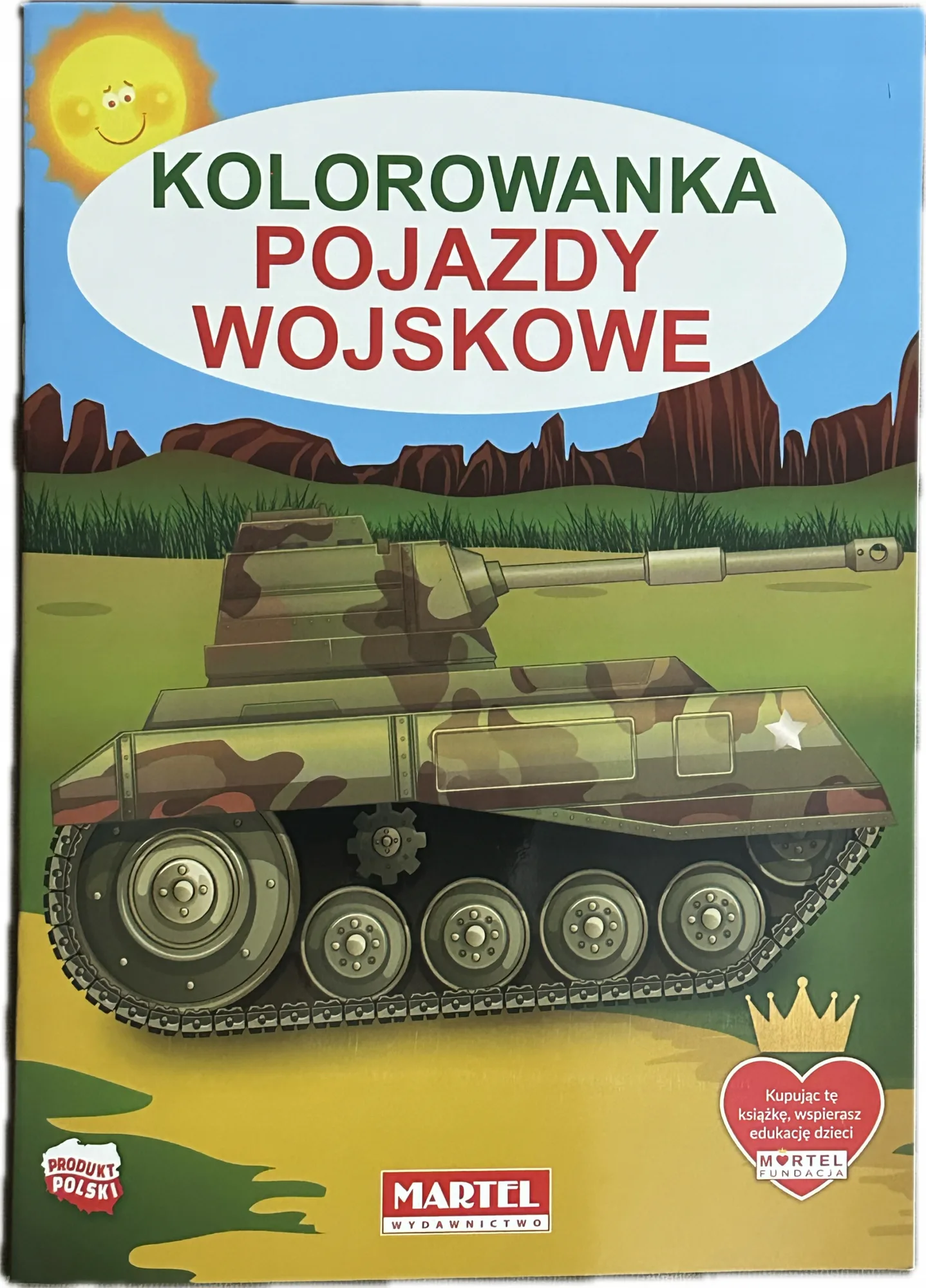 Okładka: kolorowanka dla dzieci POJAZY WOJSKOWE samoloty działa okręty czołgi A4
