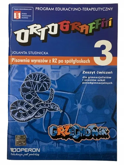 Okładka: Ortograffiti ćwiczenia karty pracy pisownia wyrazów z rz KLASA 7 8 a4