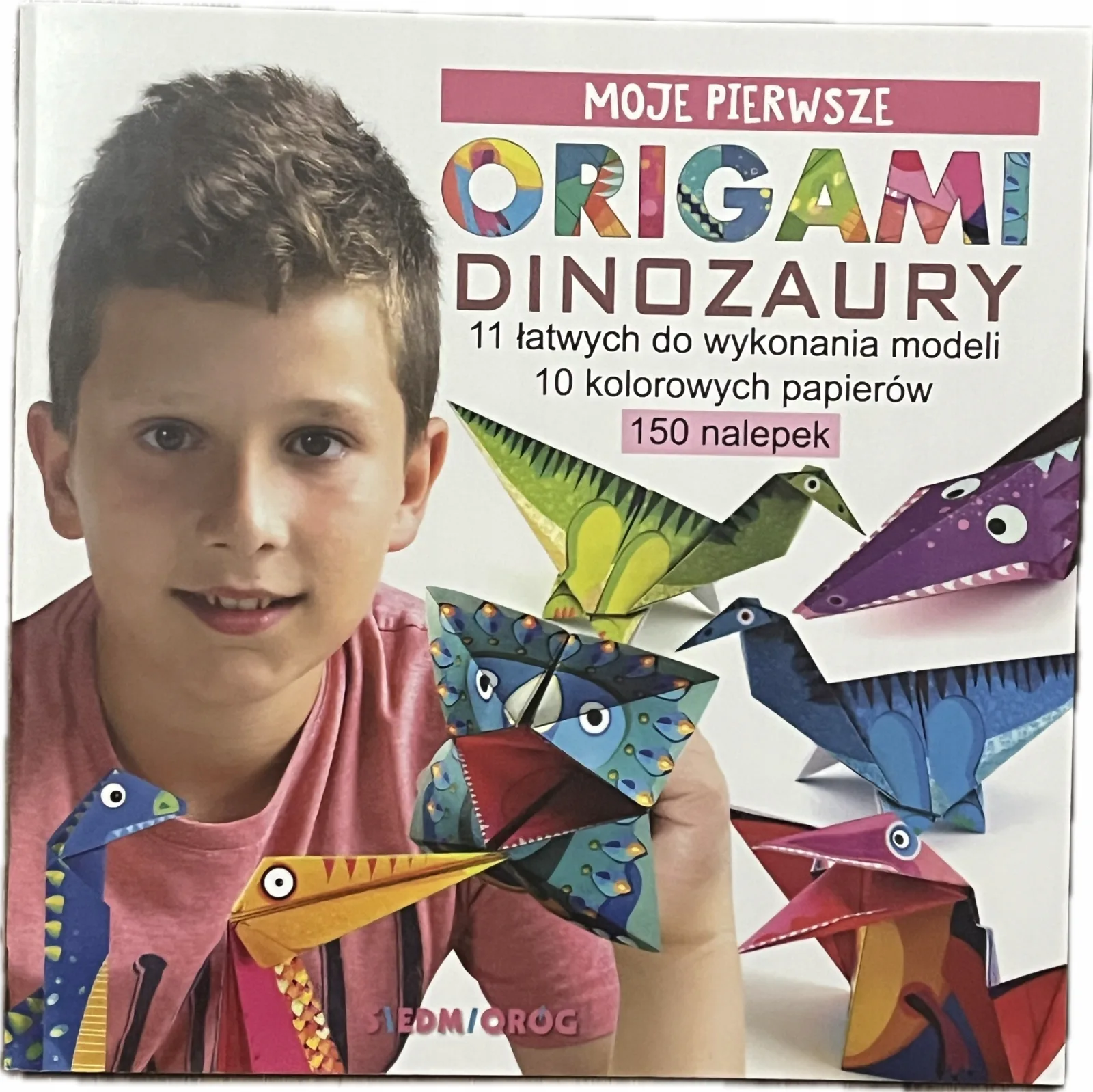 Okładka: książeczka z naklejkami nauka składaj origami dinozaury modele do wykonania