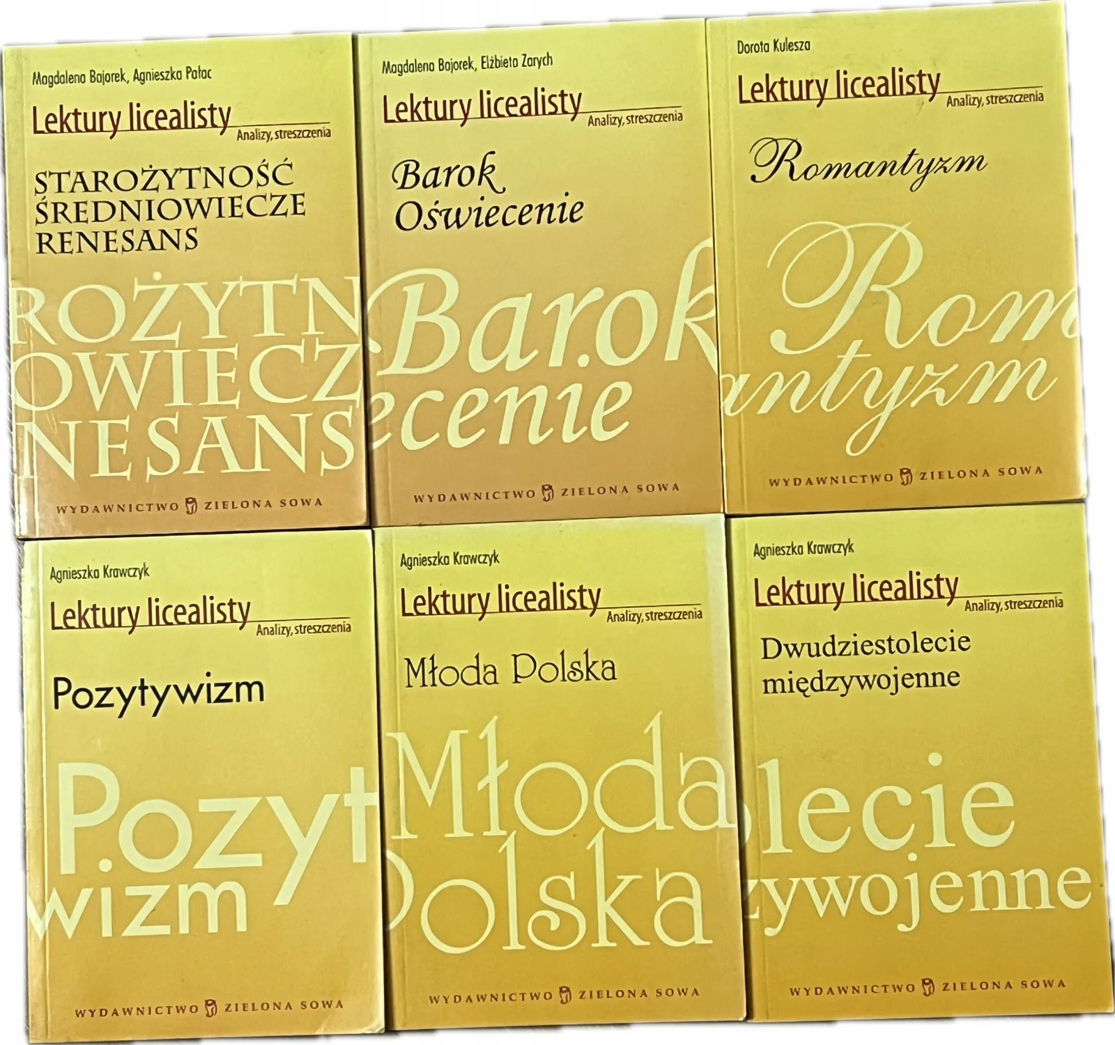 Okładka: OPRACOWANIA LEKTUR streszczenia epoki repetytorium ściąga LICEUM 6 tomów