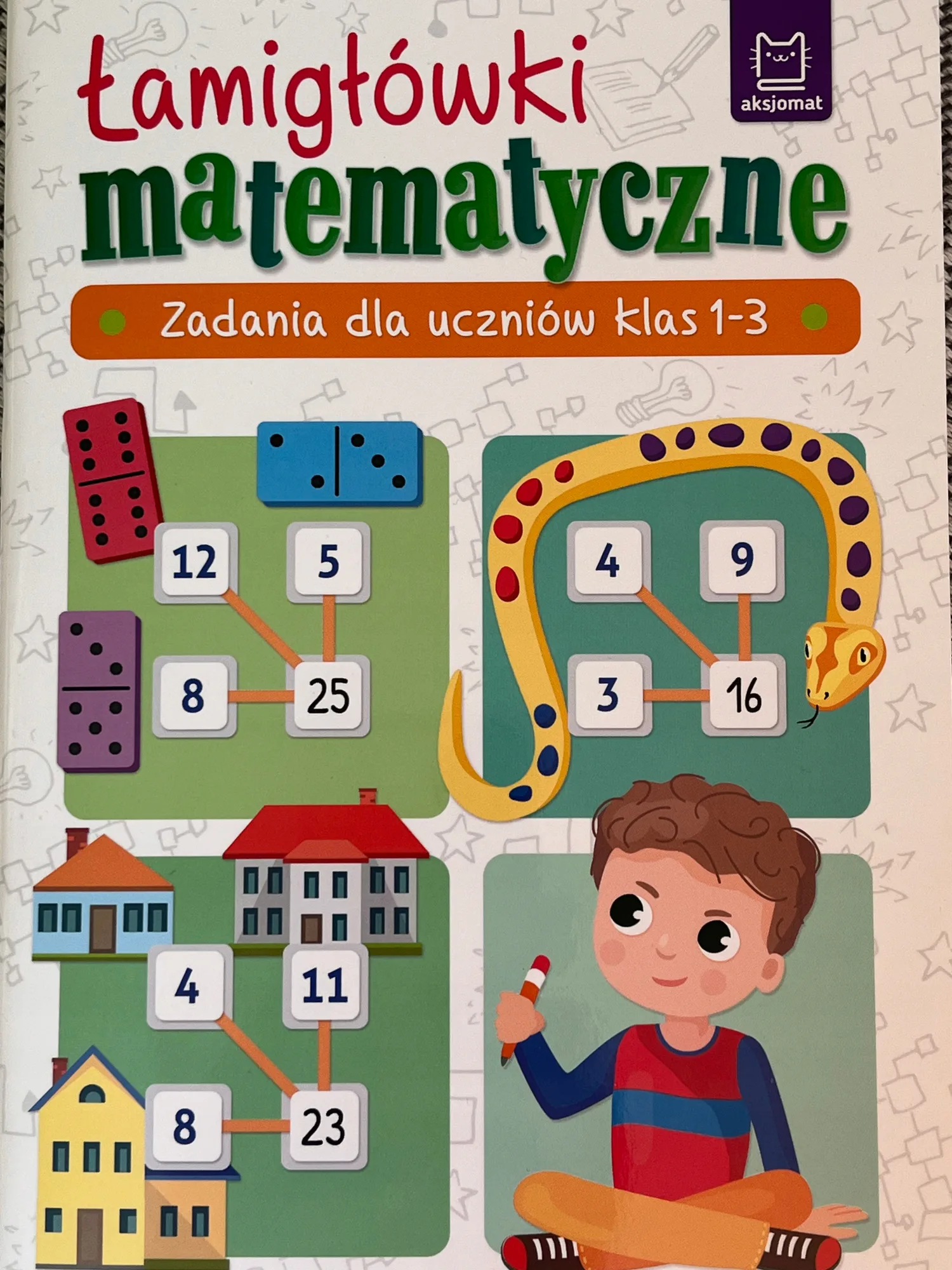 Okładka: książeczka edukacyjna karty pracy 7 8 9 LAT łamigłówki matematyczne kl. 1 3