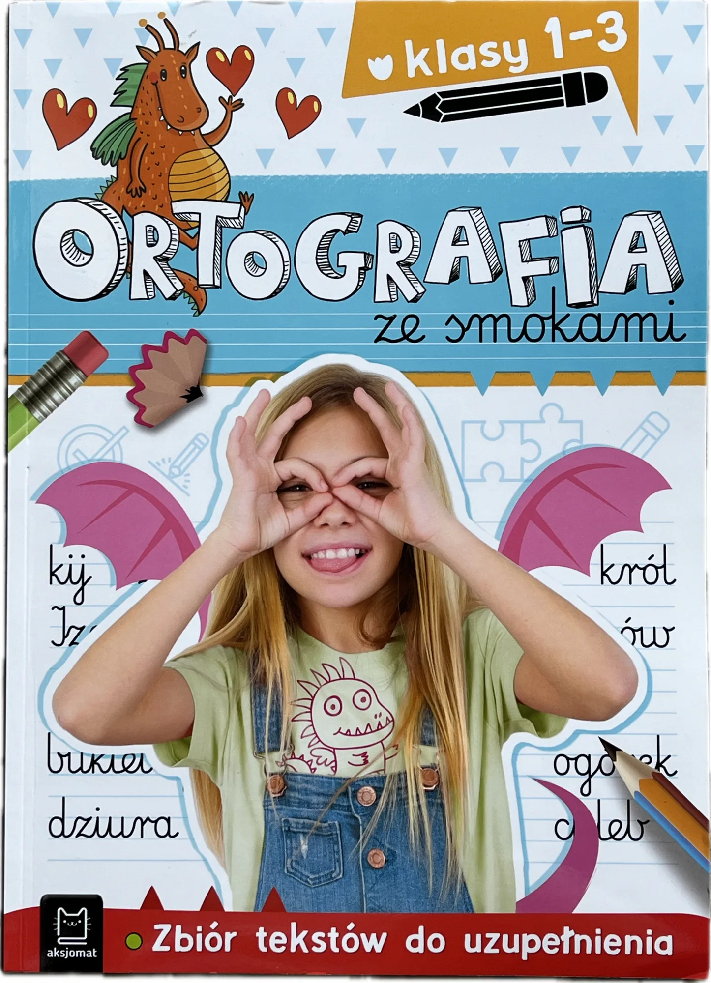 Okładka: ORTOGRAFIA klasa 1 2 3 ćwiczenia zeszyt ĆWICZEŃ karty pracy dyktanda a4