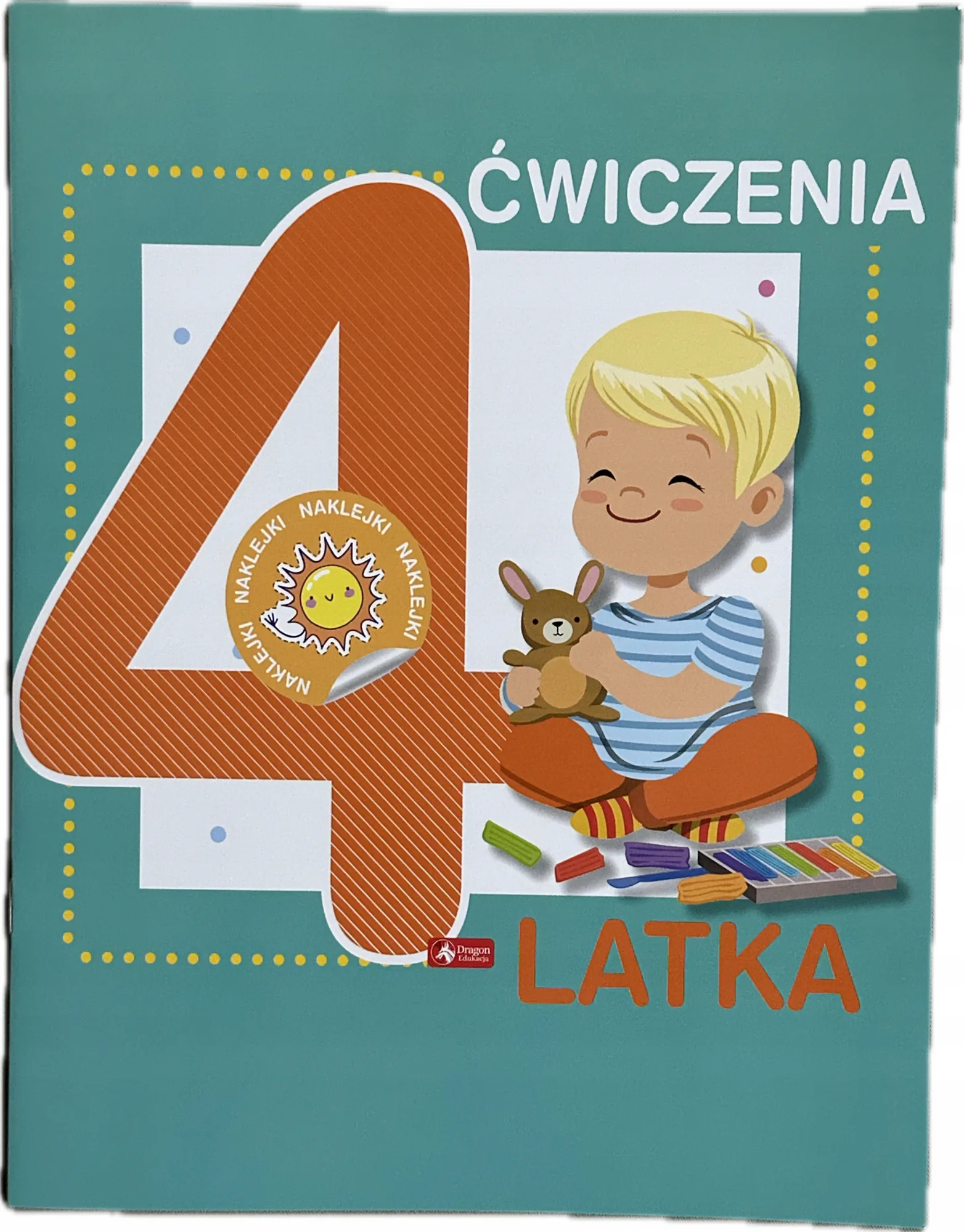 Okładka: Ćwiczenia zadania dla 4-latka czterolatka z naklejkami