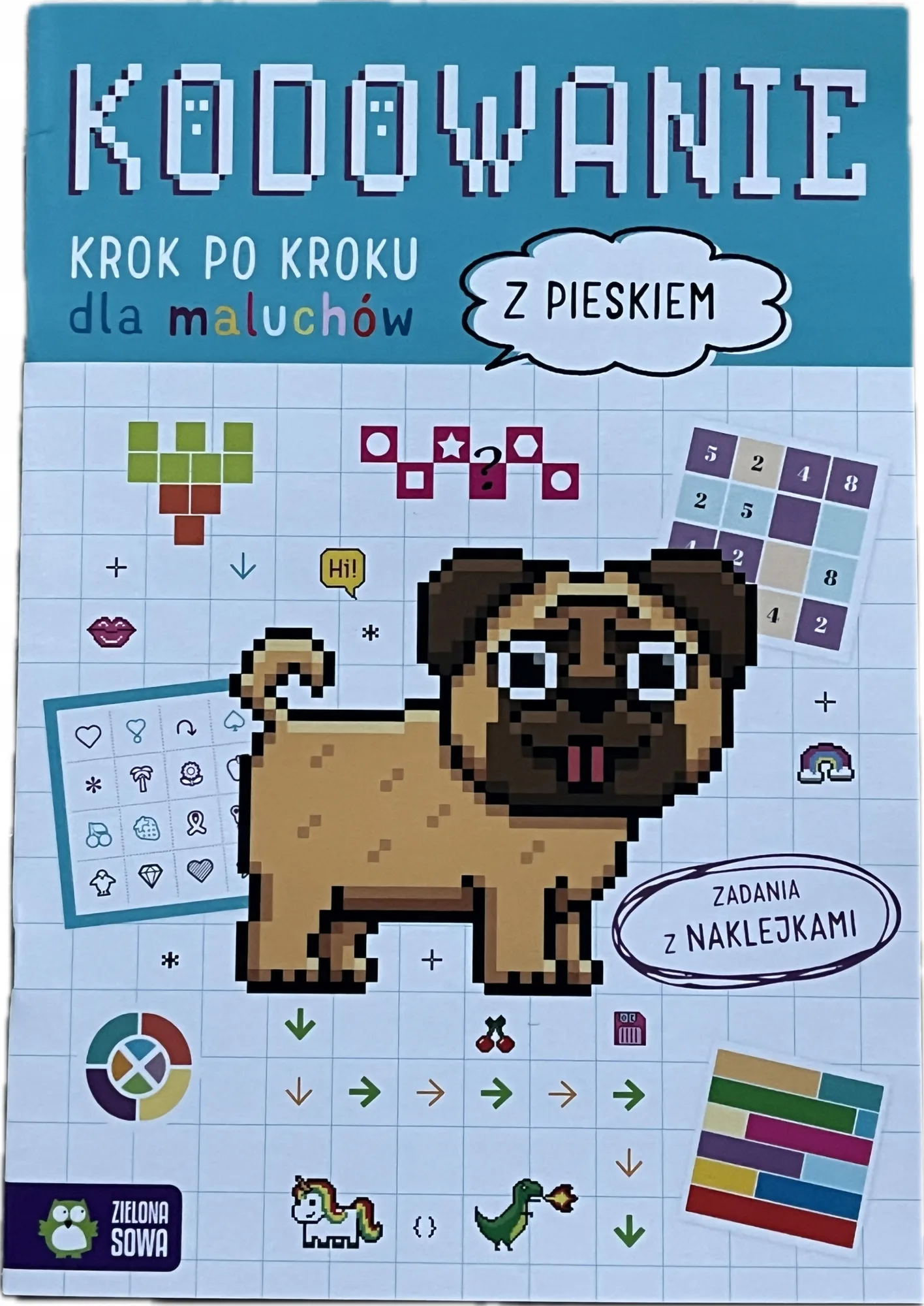 Okładka: Kodowanie zadania łamigłówki NAUKA KODOWANIA DLA MALUCHÓW KOLOROWANIE a4