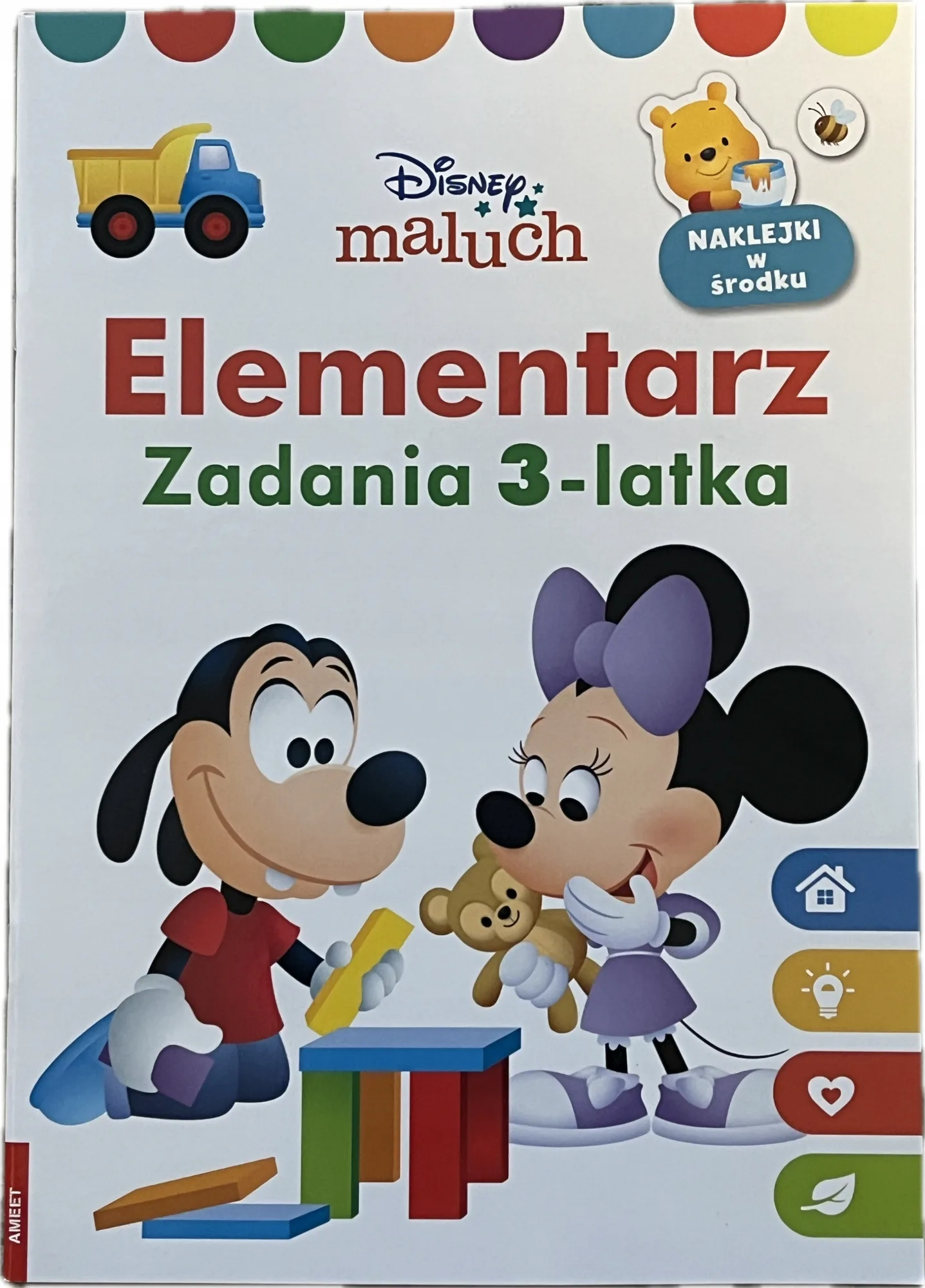 Okładka: Zadania dla 3 latka ELEMENTARZ Disney maluch karty pracy A4 naklejki