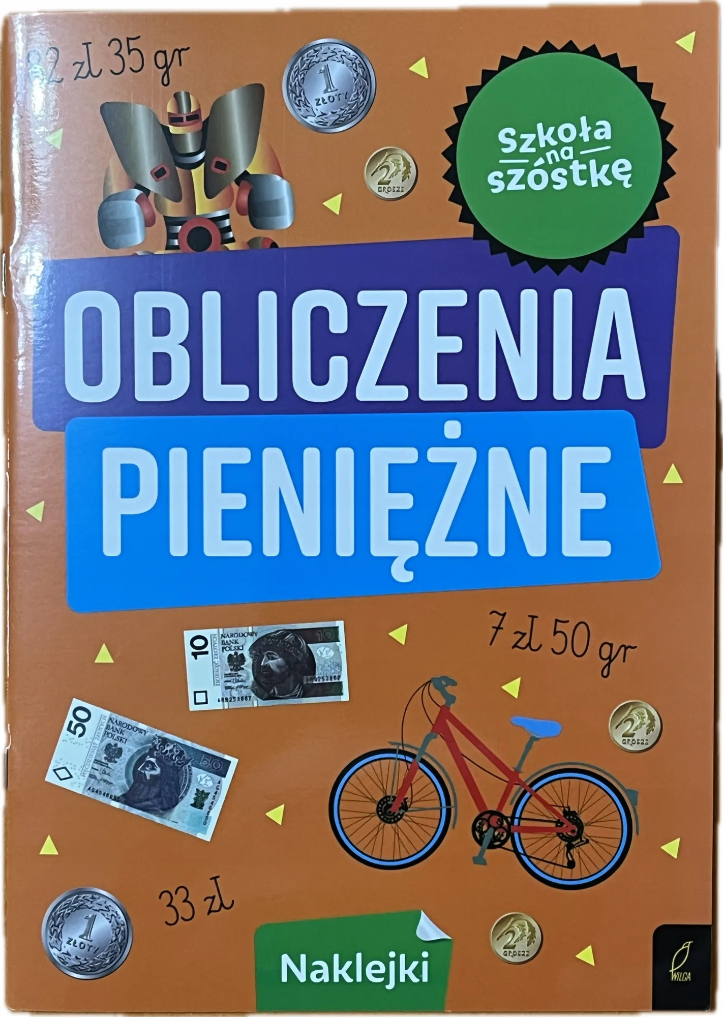 Okładka: matematyka ćwiczenia karty pracy klasa 1 2 3 obliczenia pieniężne naklejki