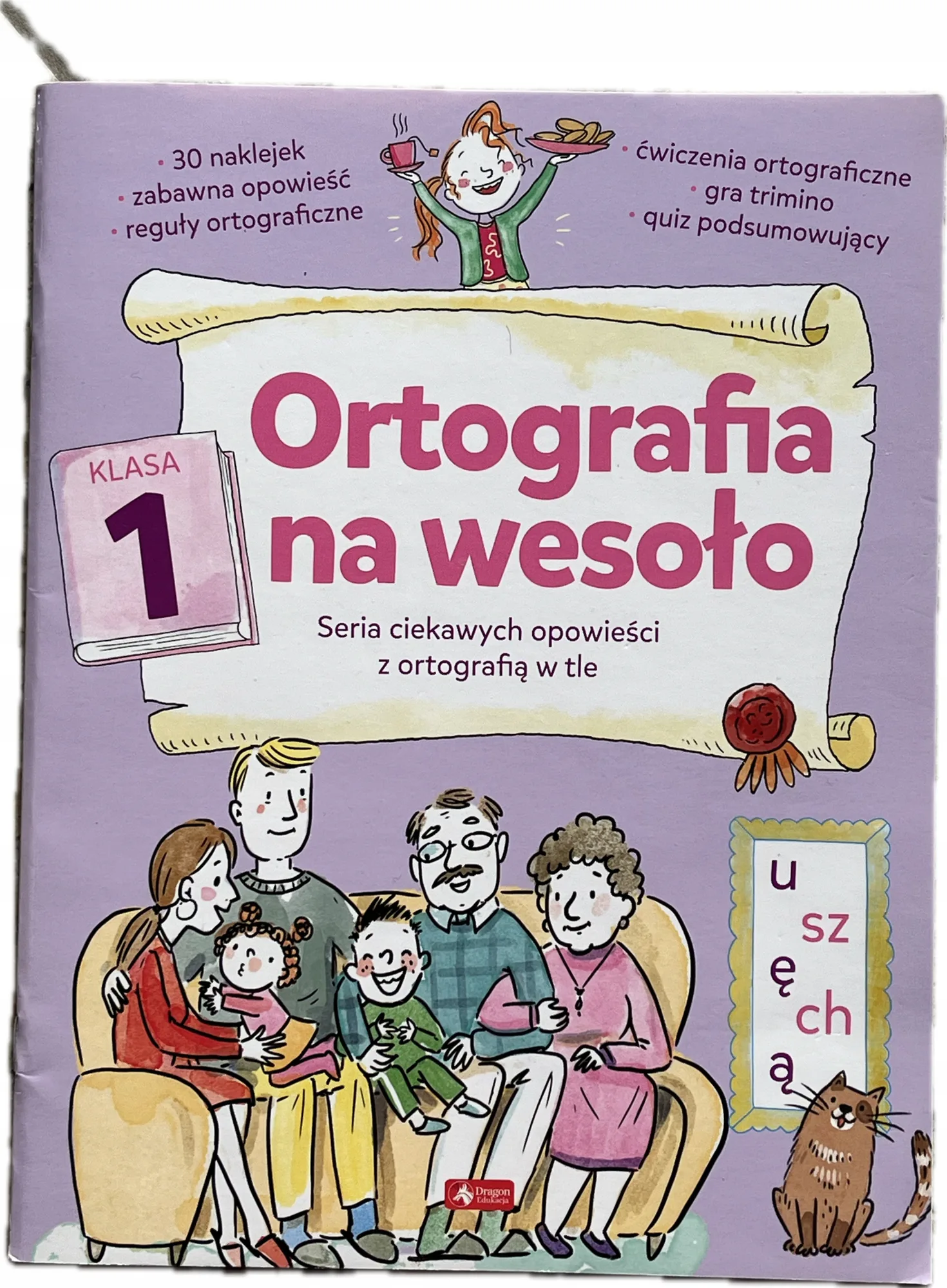 Okładka: Ortografia na wesoło klasa 1 ćwiczenia ortograficzne karty pracy naklejki