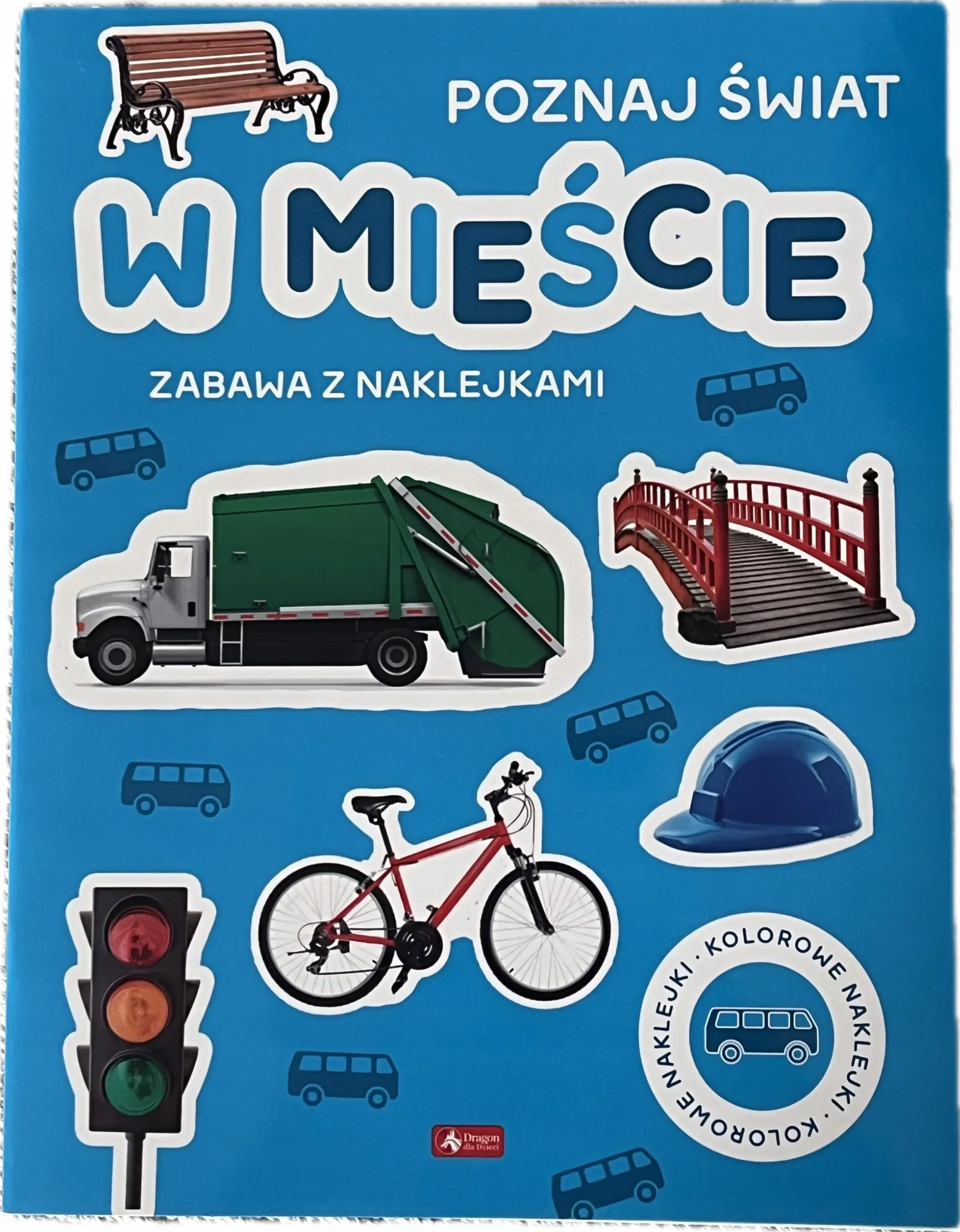 Okładka: książeczka edukacyjna z naklejkami MIASTO samochody Poznaj świat 3 4 l.