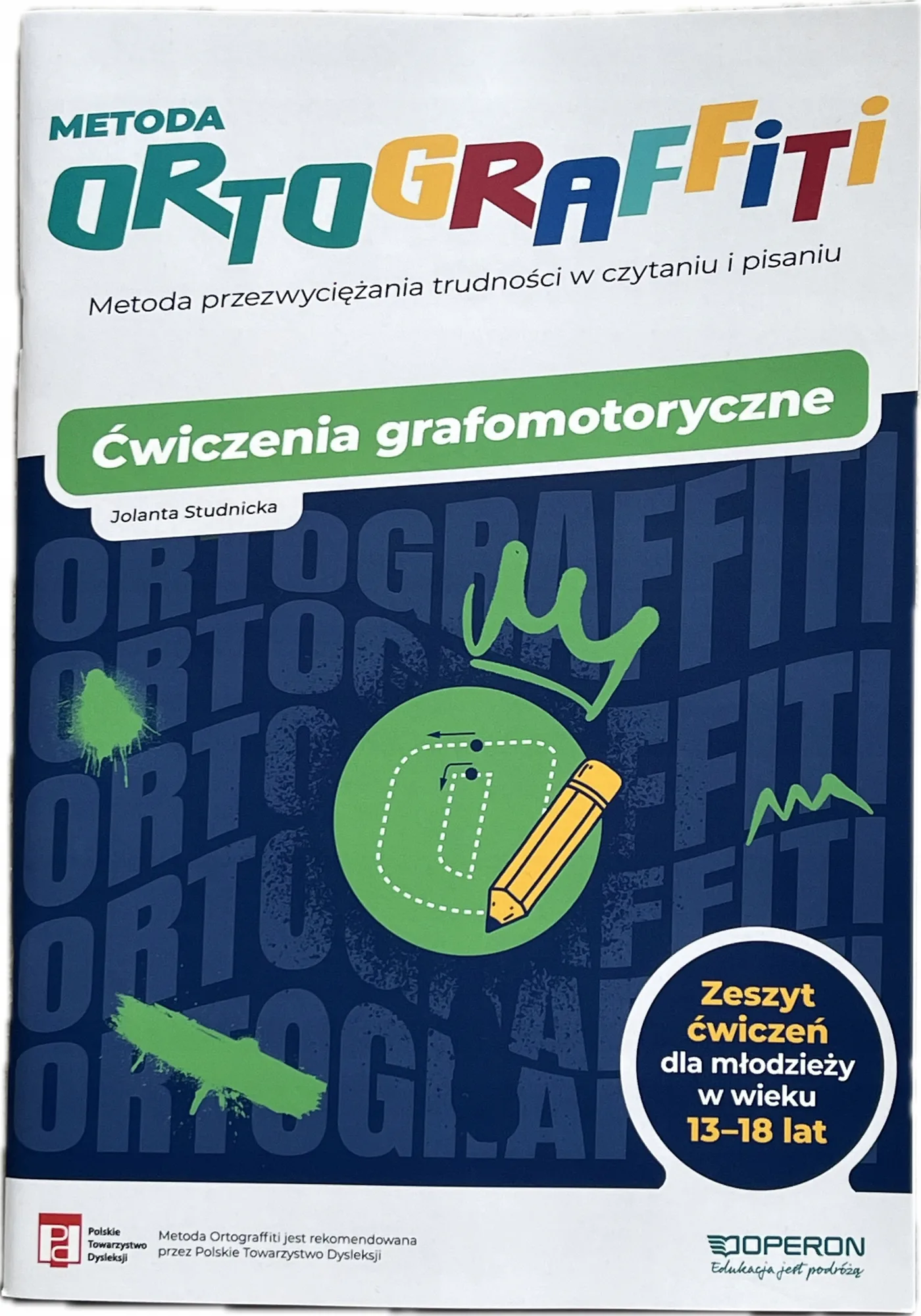 Okładka: Ćwiczenia grafomotoryczne ORTOGRAFFITI zeszyt ćwiczeń OPERON 13 - 18 lat
