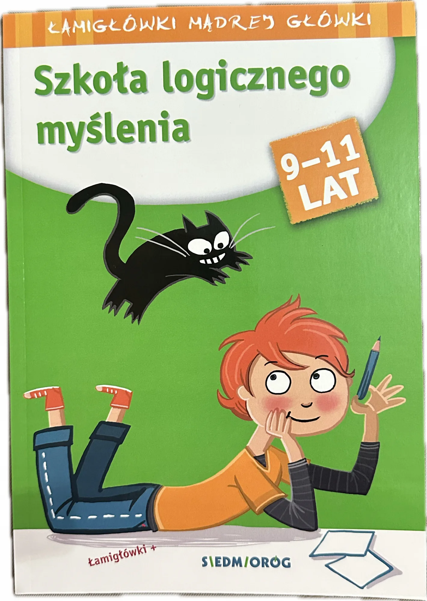 Okładka: książeczka edukacyjna karty pracy łamigłówki szkoła logicznego myślenia 9+