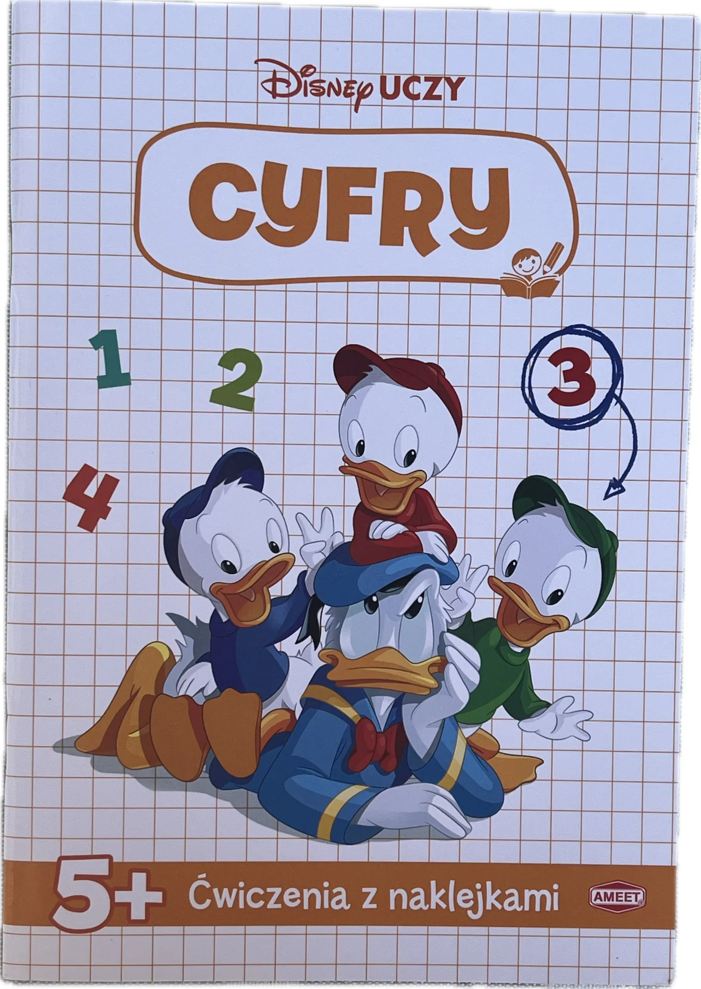 Okładka: CYFERKI cyfry ćwiczenia nauka pisania po śladzie kaligrafia Disney uczy