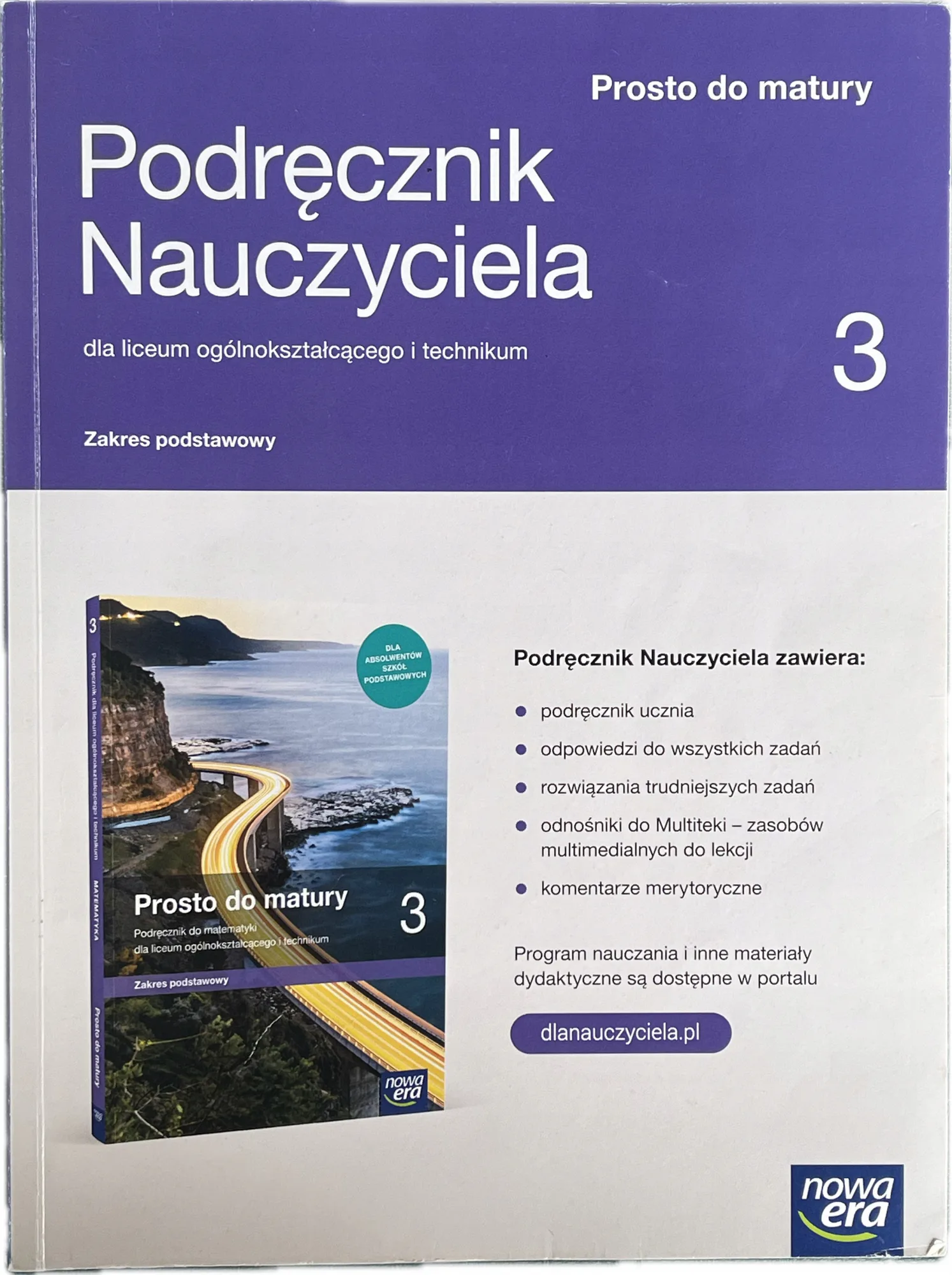 Okładka: PROSTO DO MATURY KLASA 3 książka nauczyciela ZP NOWA ERA matematyka