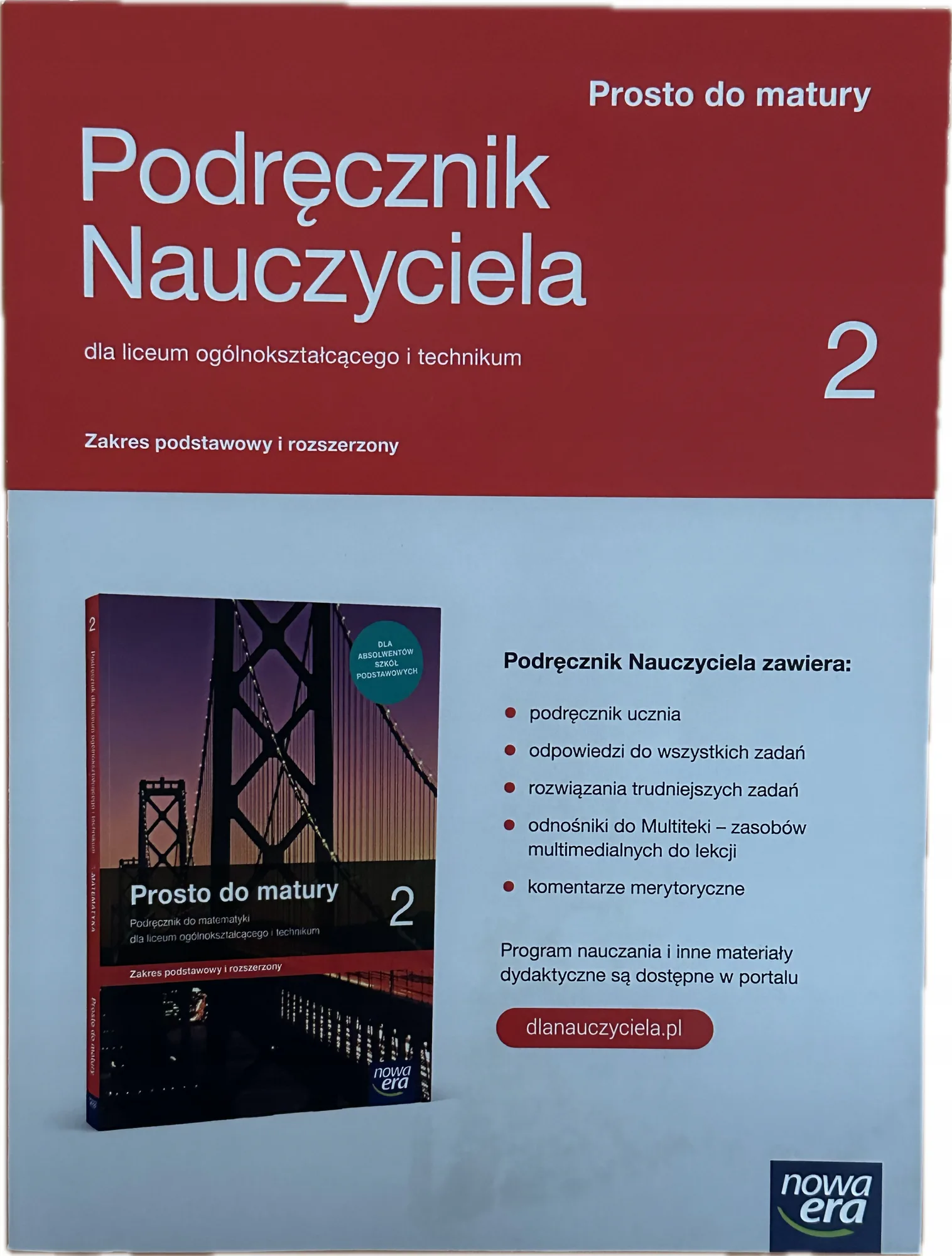 Okładka: PROSTO DO MATURY KLASA 2 książka nauczyciela ZP ZR NOWA ERA matematyka