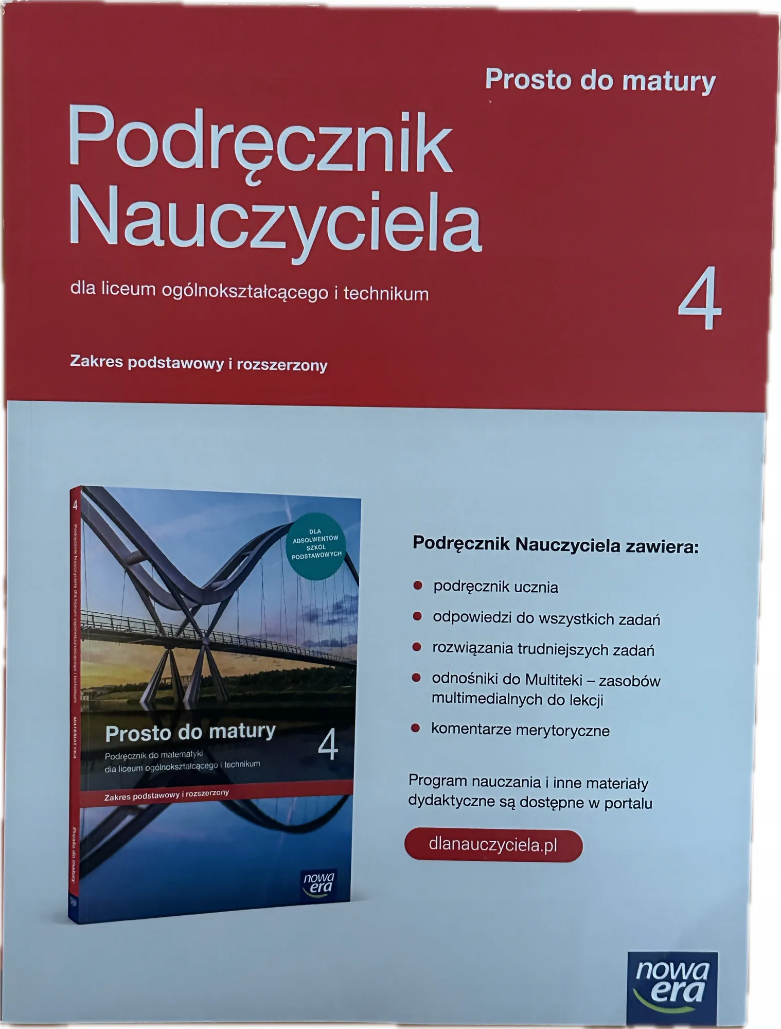 Okładka: PROSTO DO MATURY KLASA 4 książka nauczyciela ZP ZR NOWA ERA matematyka