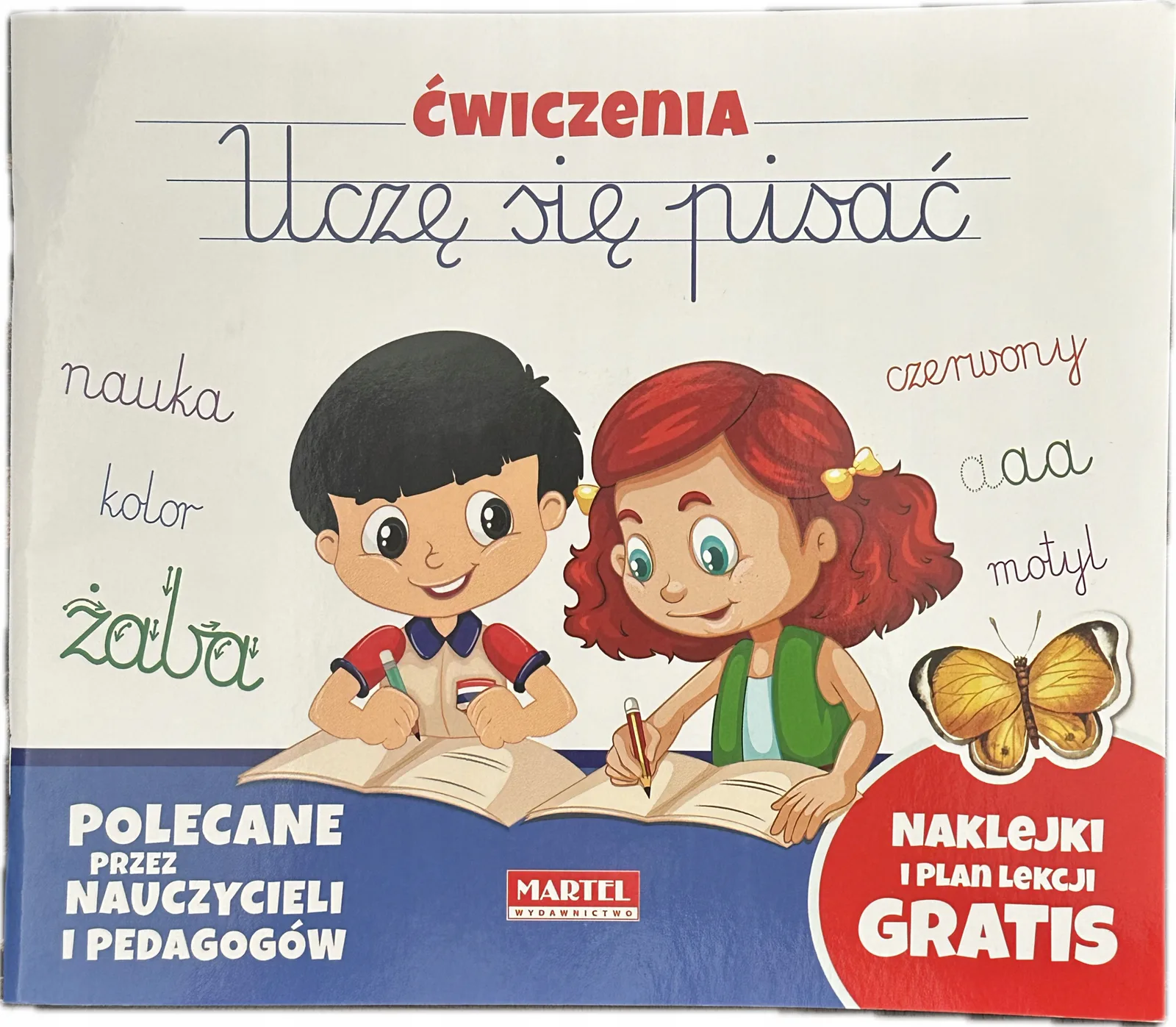 Okładka: Kaligrafia nauka pisania ćwiczenia z naklejkami UCZĘ SIĘ PISAĆ plan lekcji