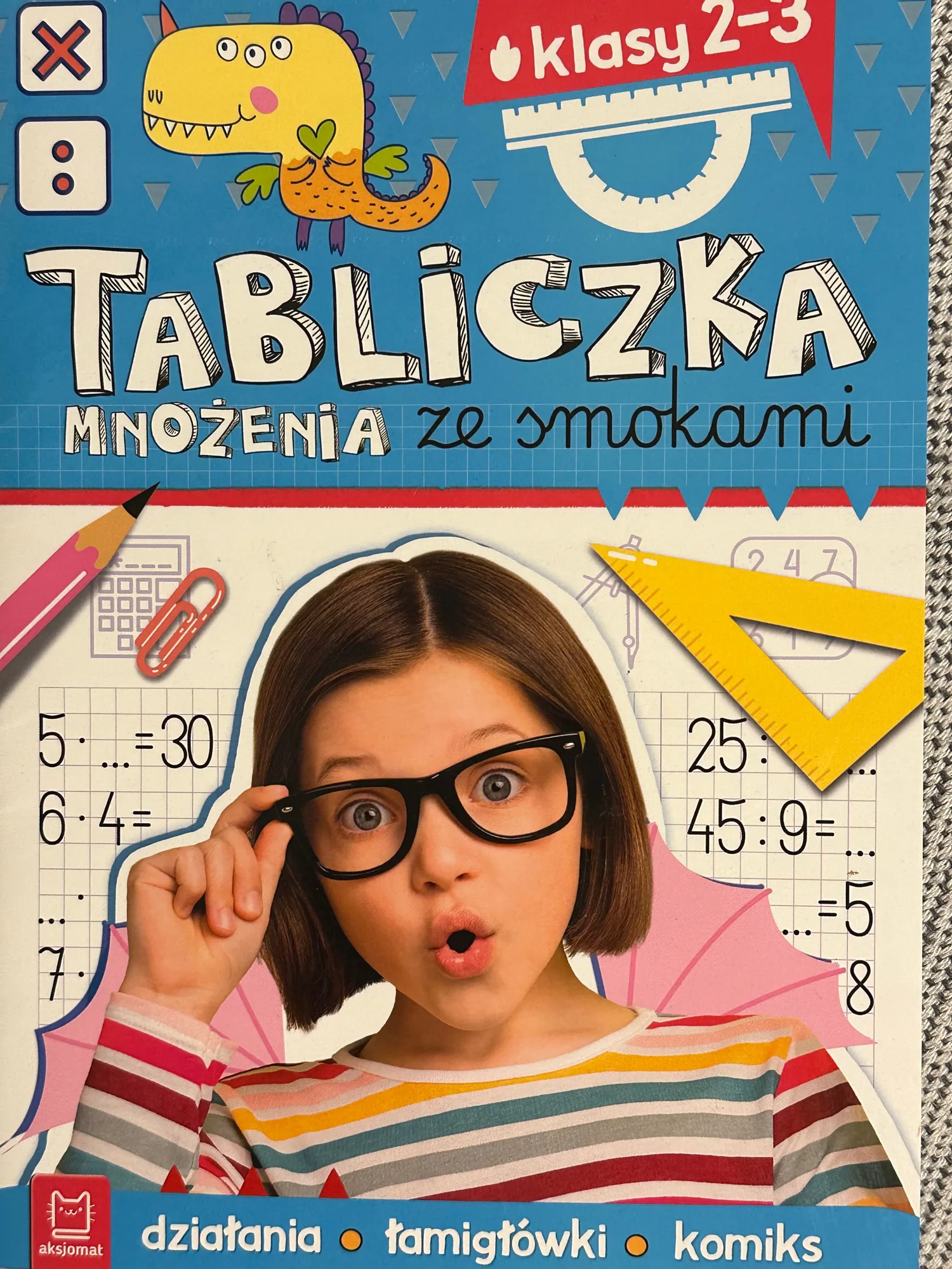 Okładka: Tabliczka mnożenia ze smokami klasa 2 3 nauka mnożenia ćwiczenia karty prac
