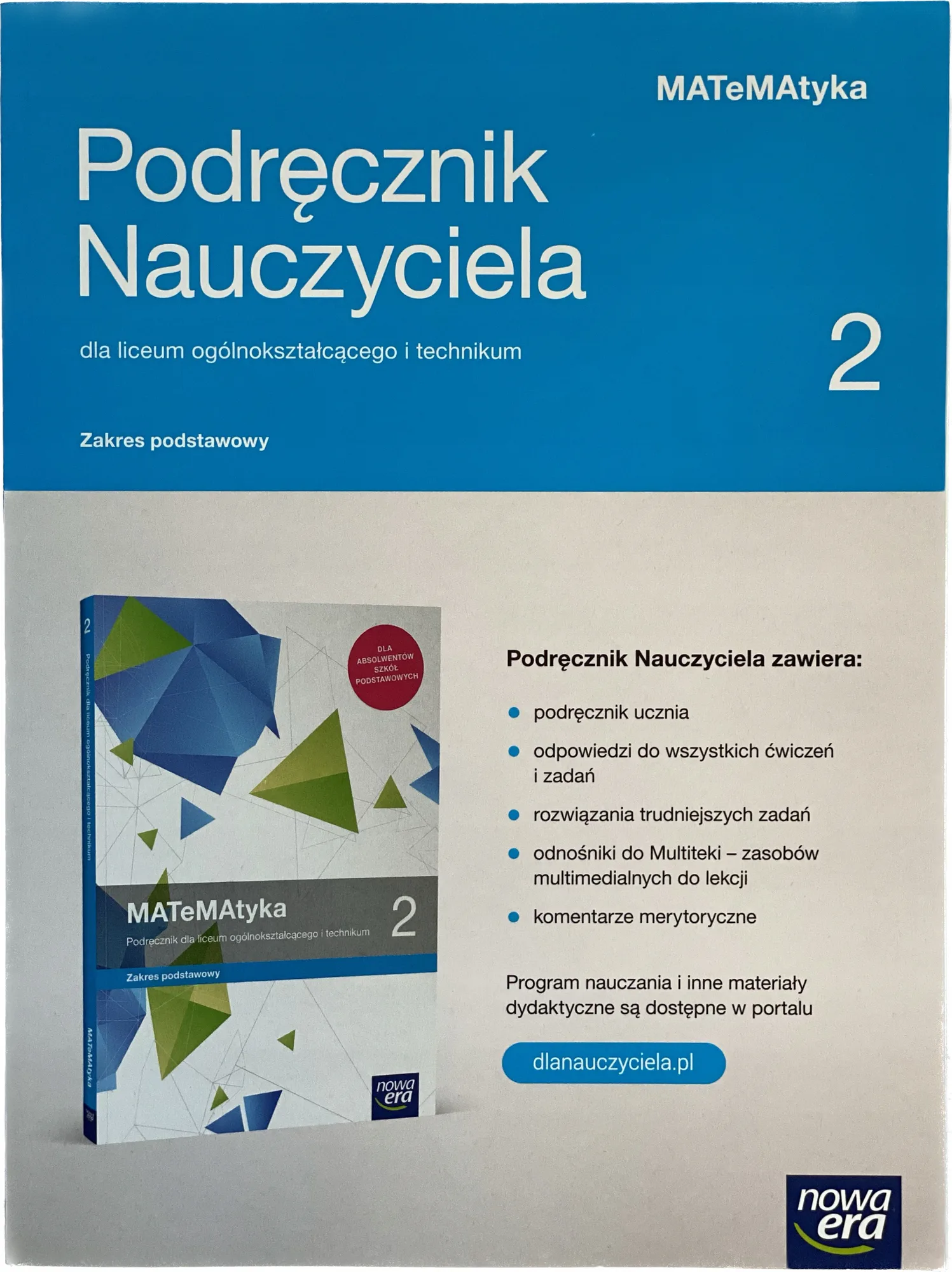 Okładka: MATEMATYKA KLasa 2 NOWA ERA ksiązka nauczyciela podstawa ZP