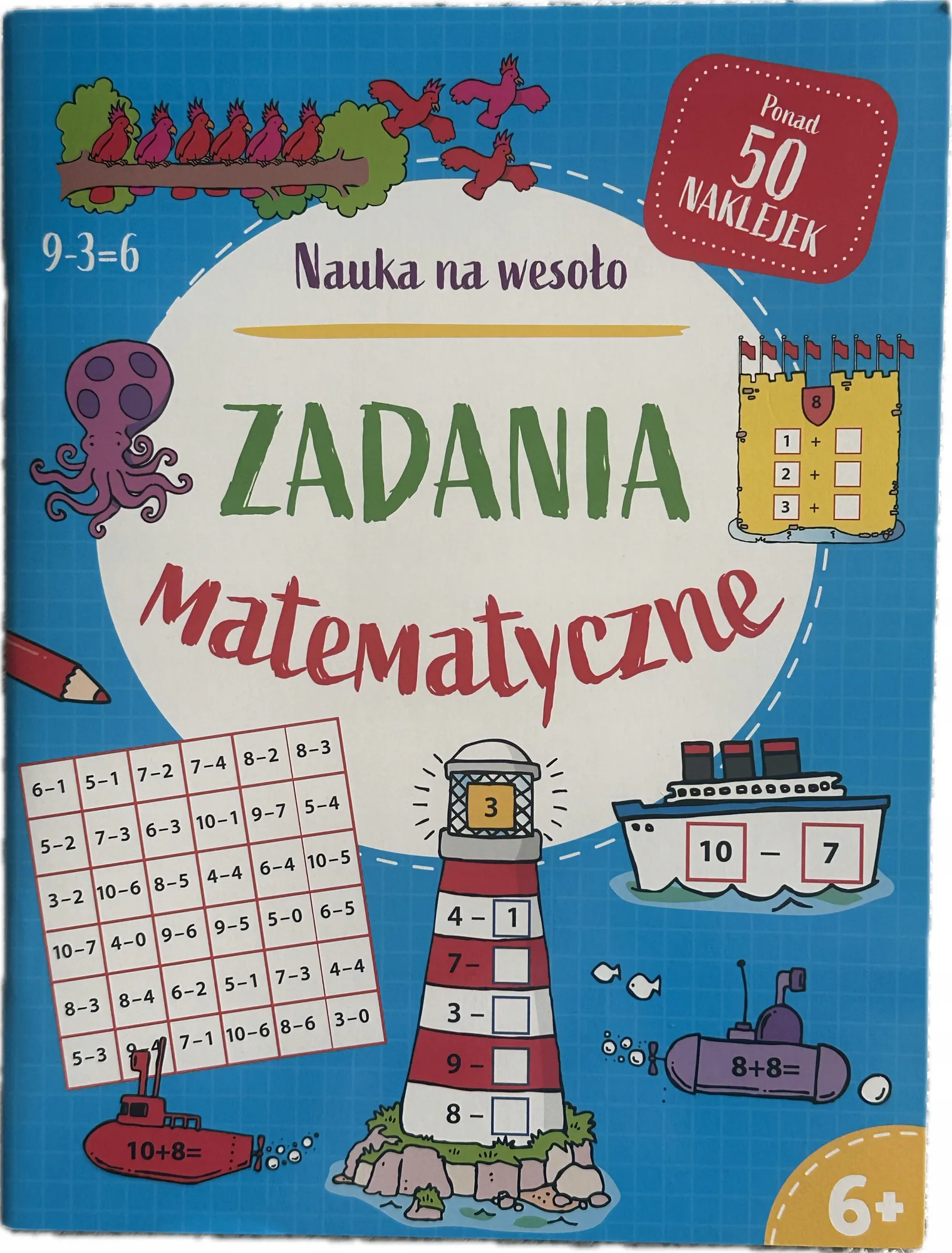 Okładka: MATEMATYKA zerówka klasa 1 2 zdania na wesoło ćwiczenia naklejki 6+