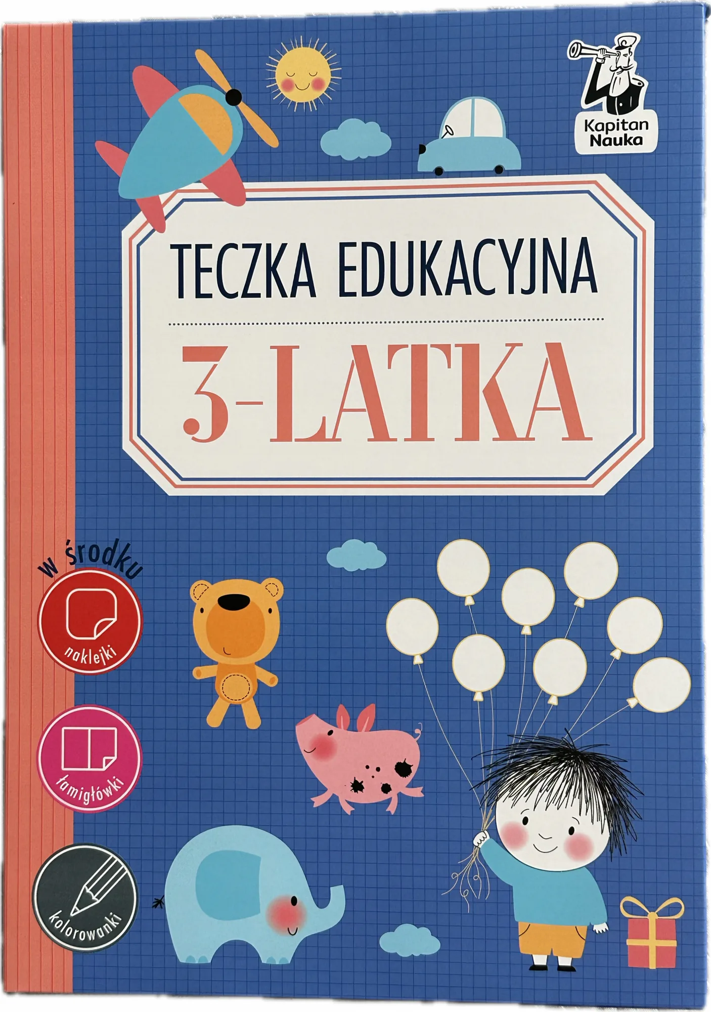 Okładka: Teczka edukacyjna 3-latka trzylatek ćwiczenia karty pracy zadania naklejki