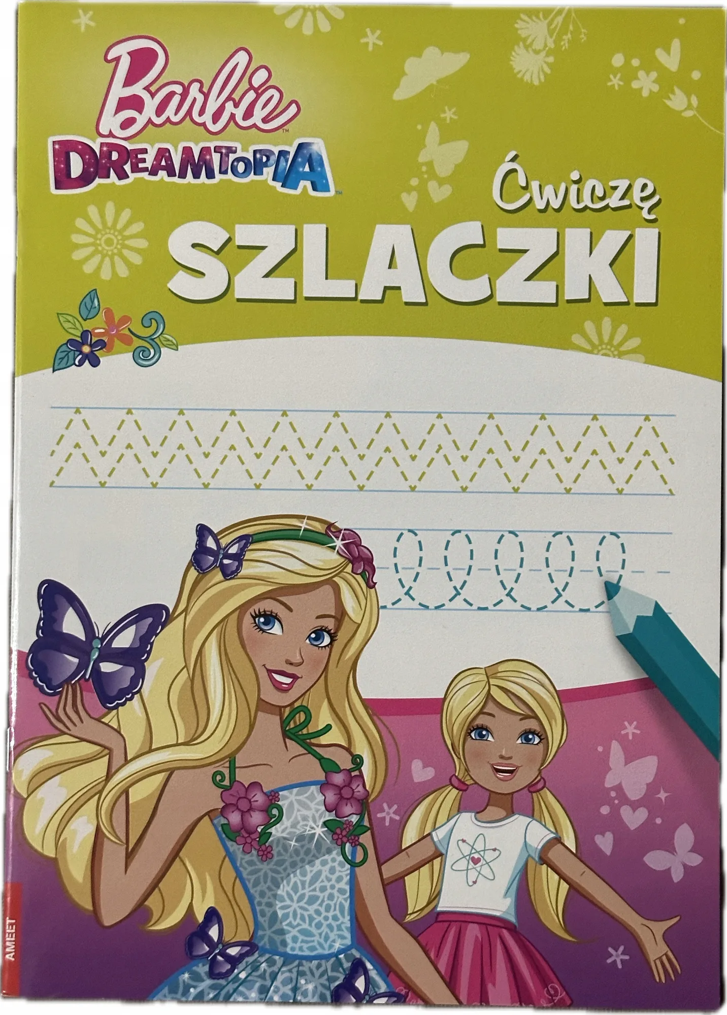 Okładka: Rysowanie po śladzie szlaczki nauka pisania kaligrafia DISNEY Barbie