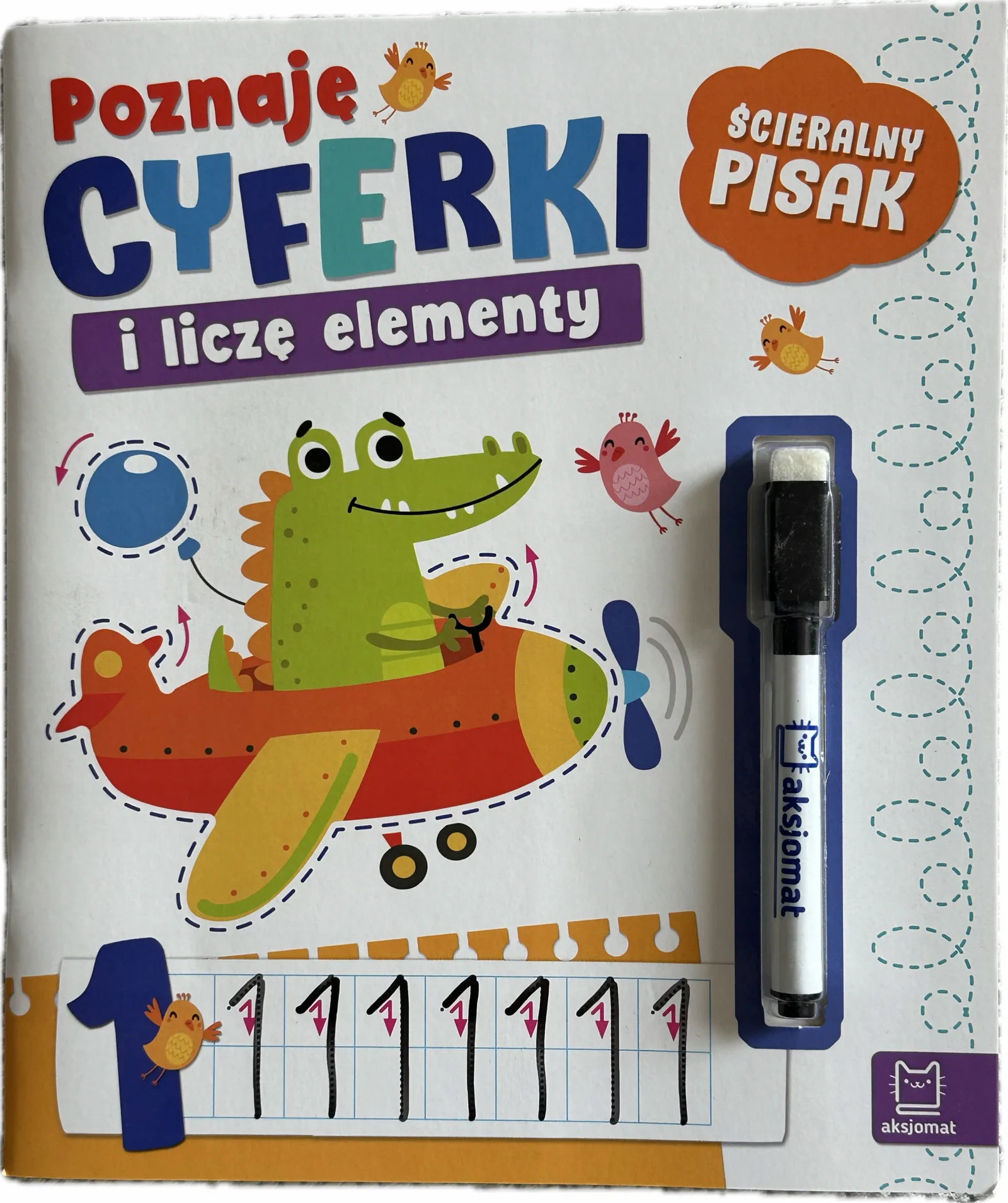 Okładka: Poznaję cyferki z pisakiem książka wielokrotnego użytku ścieralny pisak