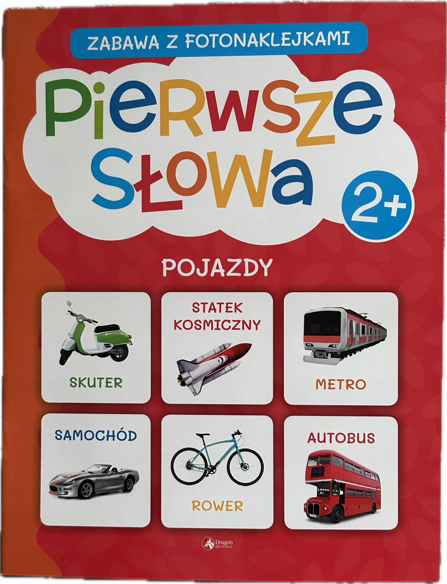 Okładka: Książeczka edukacyjna 2 latka dwulatek zadania z naklejkami Pojazdy 2+
