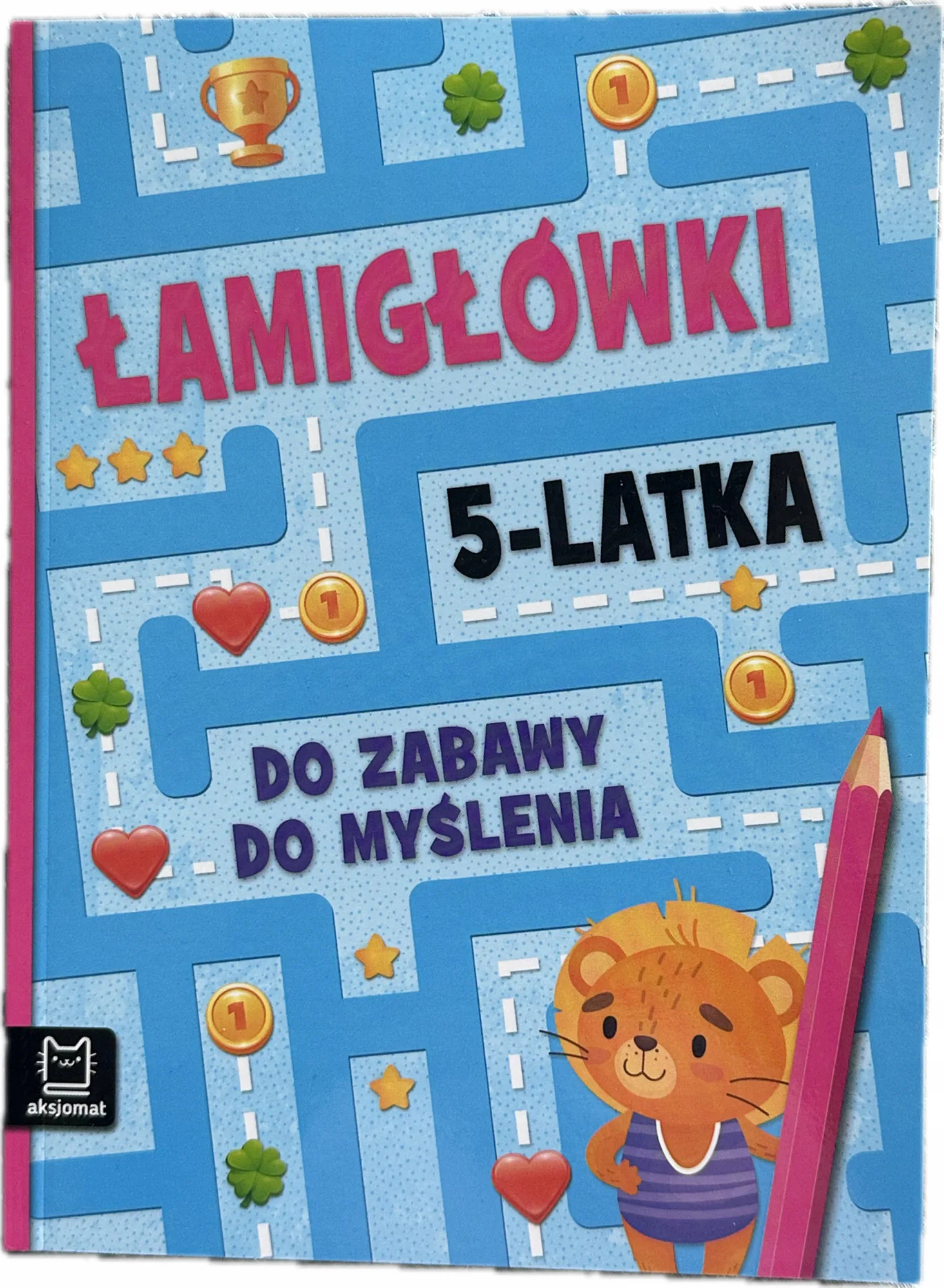 Okładka: książeczka edukacyjna karty pracy 5 lat łamigłówki zabawy do myślenia