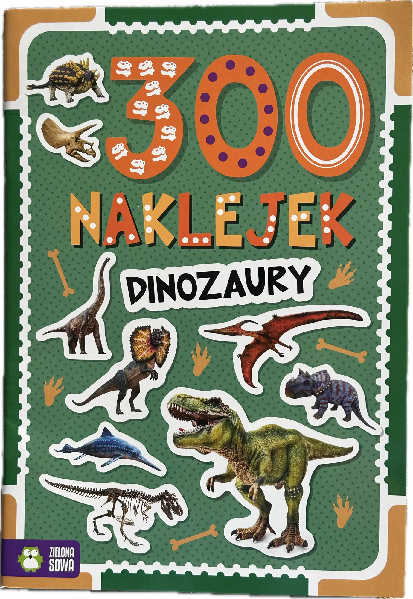 Okładka: Dinozaury 300 naklejek książeczka edukacyjna A4