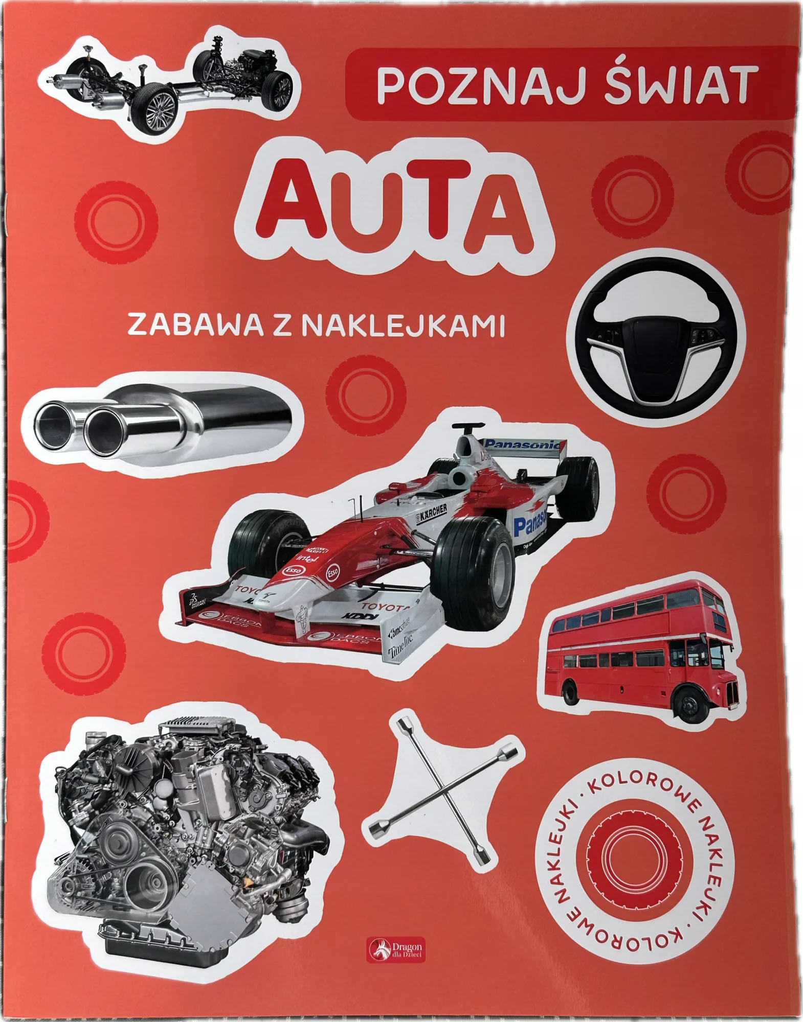 Okładka: Samochody auta pojazdy budowlane naklejki edukacyjna dla przedszkolaka